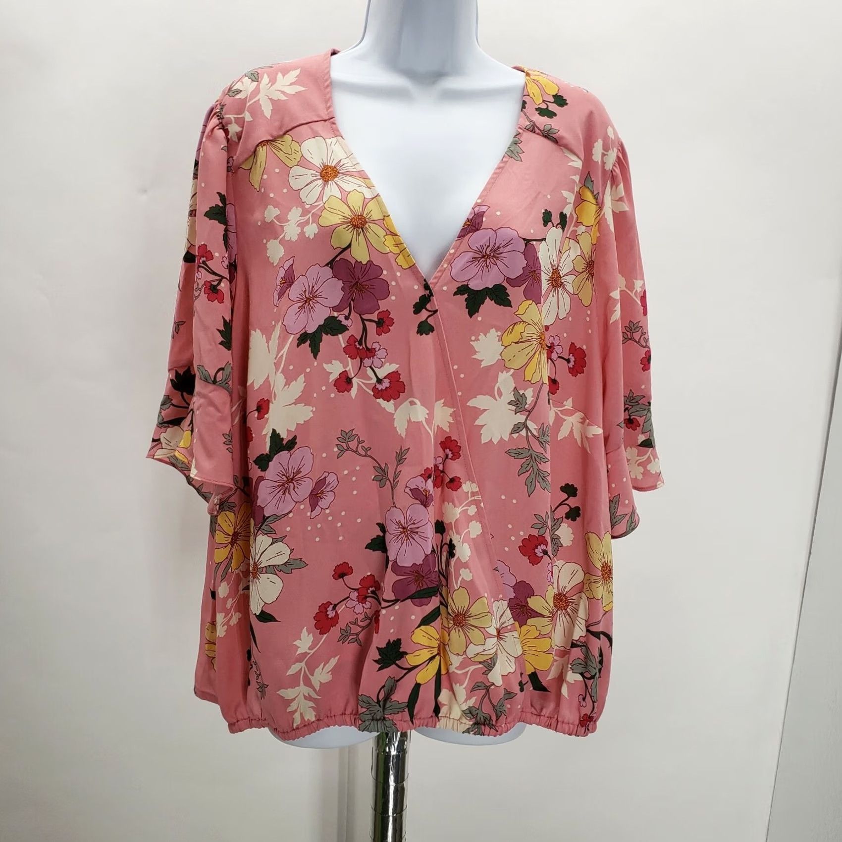 Sanctuary Sanctuary Blouse V-Neck Elbow Sleeve Floral Multicolor 2X Womens Plus New Size XXL / US 16-18 / IT 52-54 - 2 Thumbnail