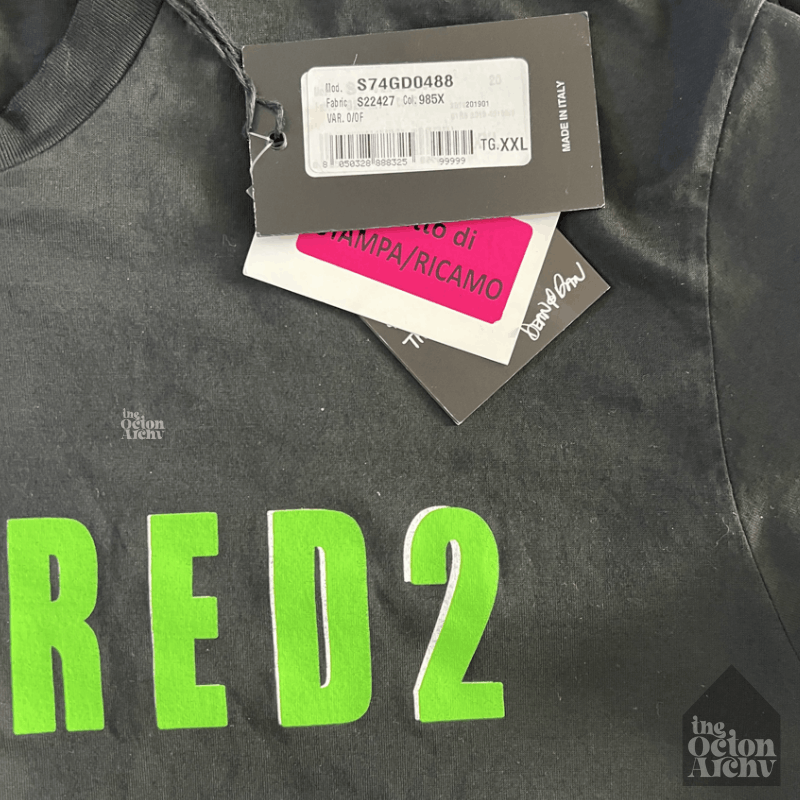 Dsquared2 Dsquared2 Logo Print Slim Fit Tee 'Black/Neon Green' Size US XXL / EU 58 / 5 - 5 Thumbnail