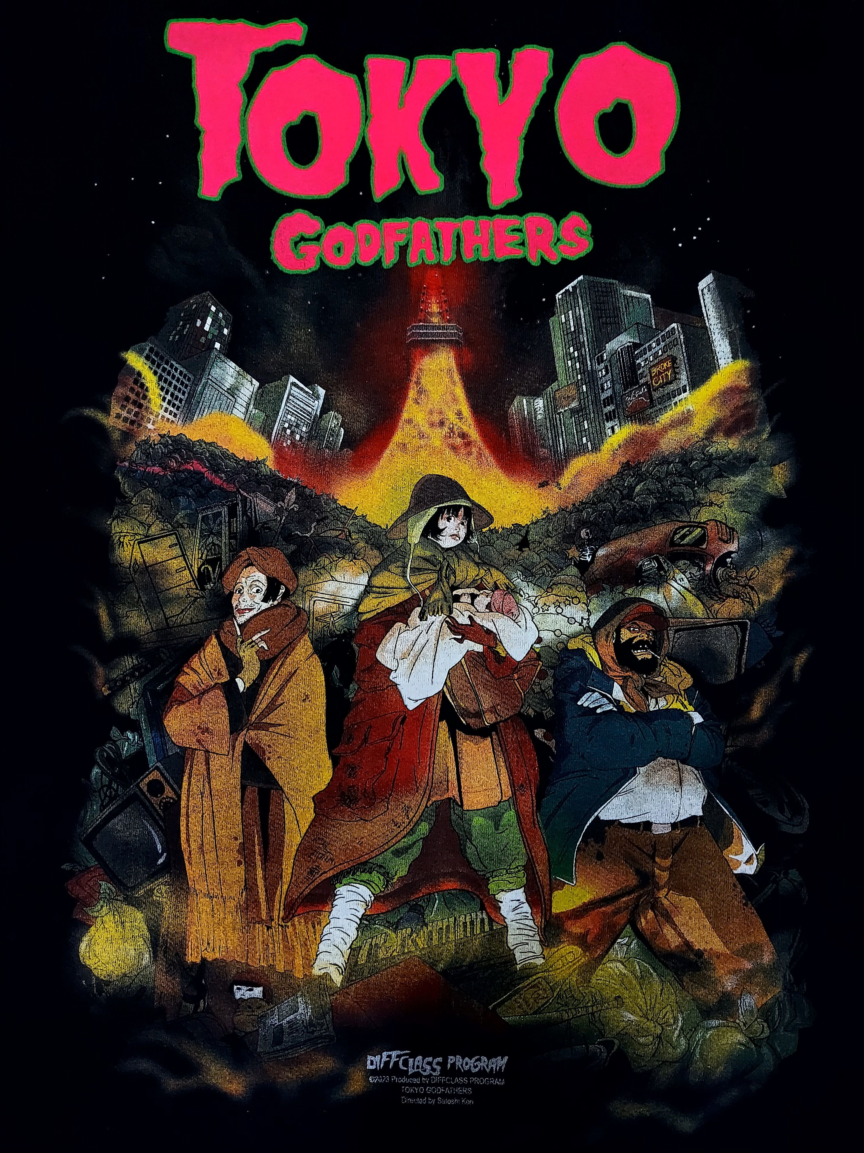 image of Anima x Movie Tokyo Godfather T Shirt in Black, Men's (Size XL)