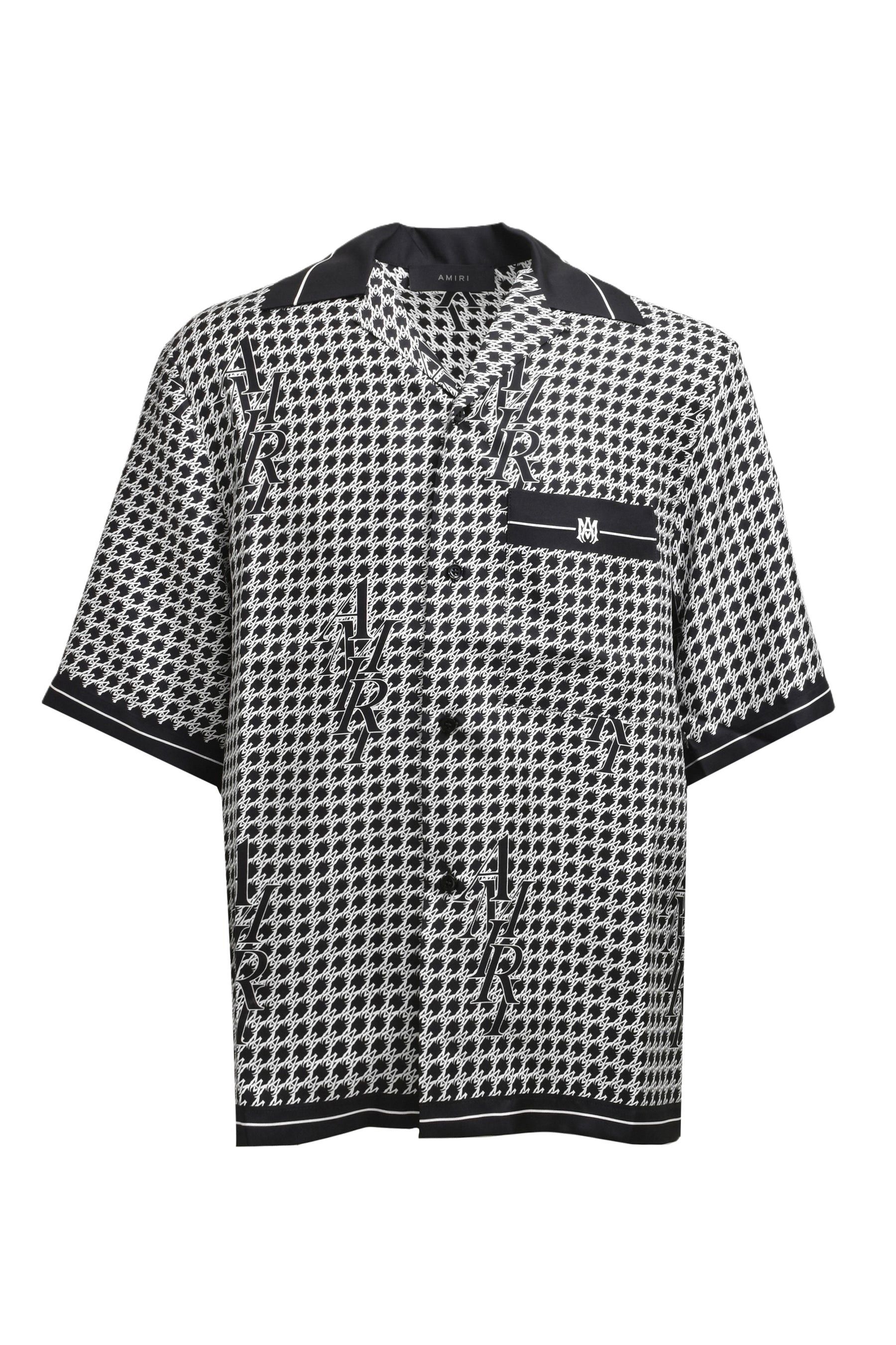 Amiri o1w1db10325 Houndstooth Bowling Shirt in White/Black Size US S / EU 44-46 / 1 - 1 Thumbnail