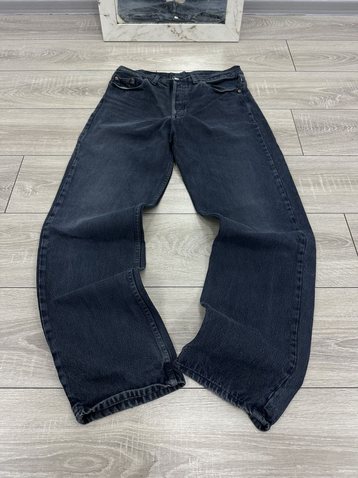 Levi's Levis 501 Black Faded Vintage Made in USA Jeans Size US 34 / EU 50 - 4 Thumbnail
