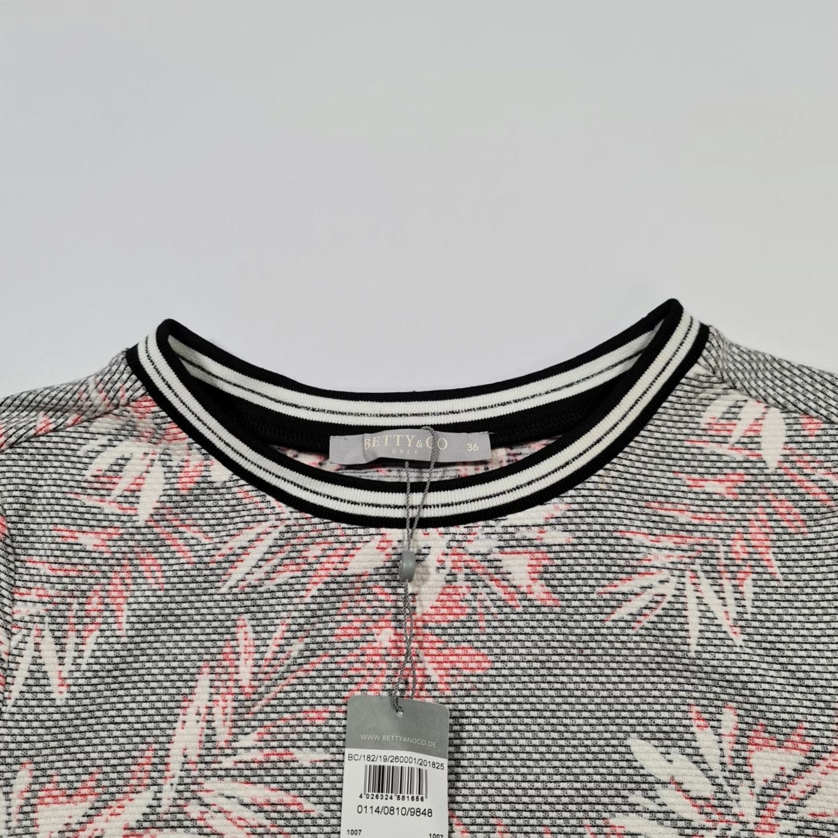 CO Betty & Co Dress Womens 10 Grey Sleeve Floral Knee Length Ladies Size L / US 10 / IT 46 - 2 Thumbnail