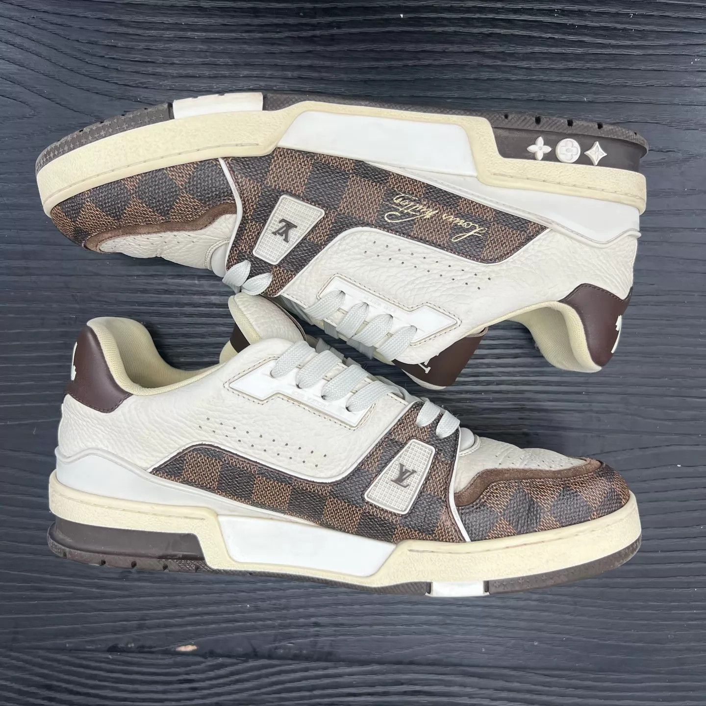 Louis Vuitton LV Trainer White Brown Checkerboard 8/42 Size US 9 / EU 42 - 6 Thumbnail