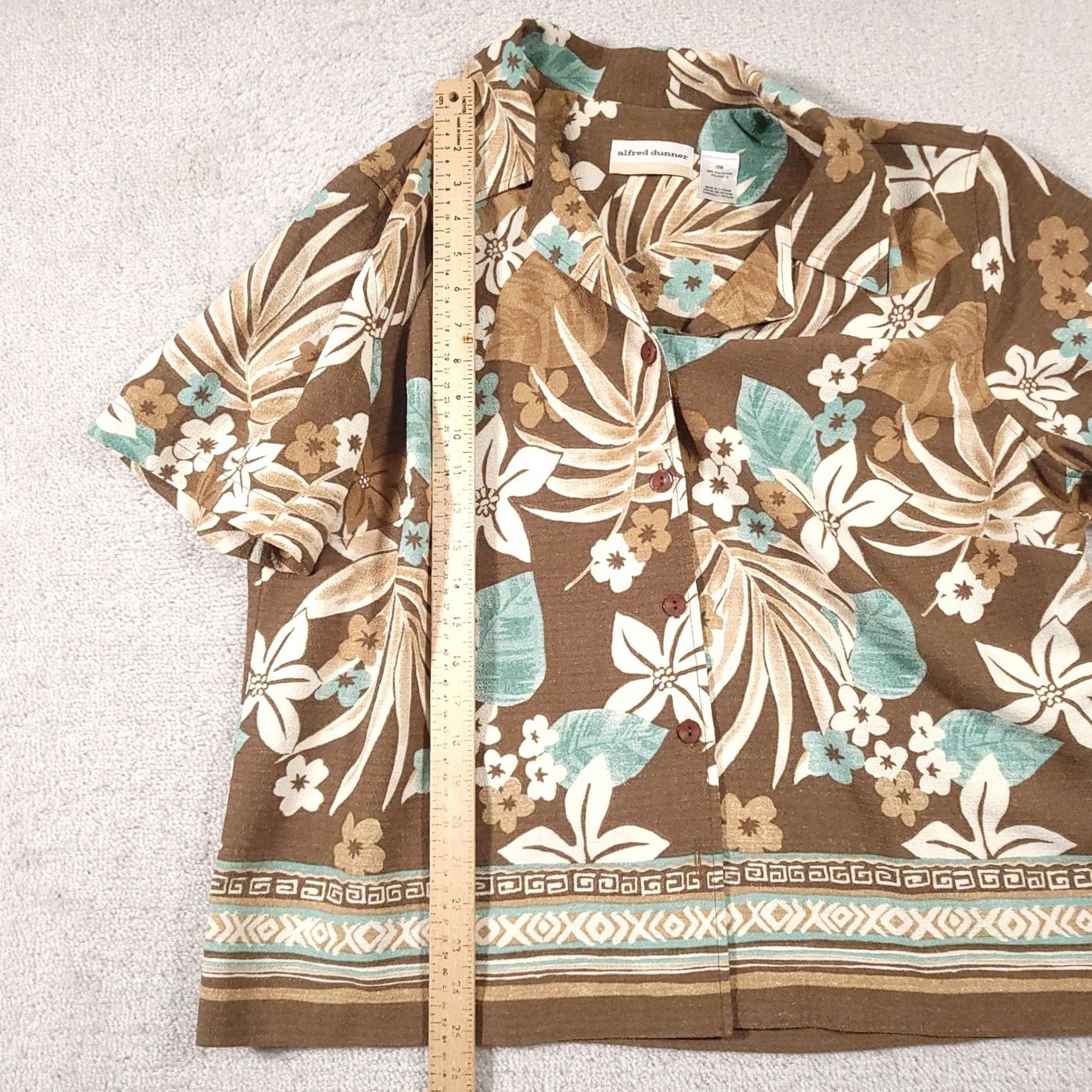 Vintage VINTAGE Alfred Dunner Hawaiian Floral Short Sleeve Button-Up Knit Shirt Womens 16W Beach Size XXL / US 16-18 / IT 52-54 - 7 Thumbnail