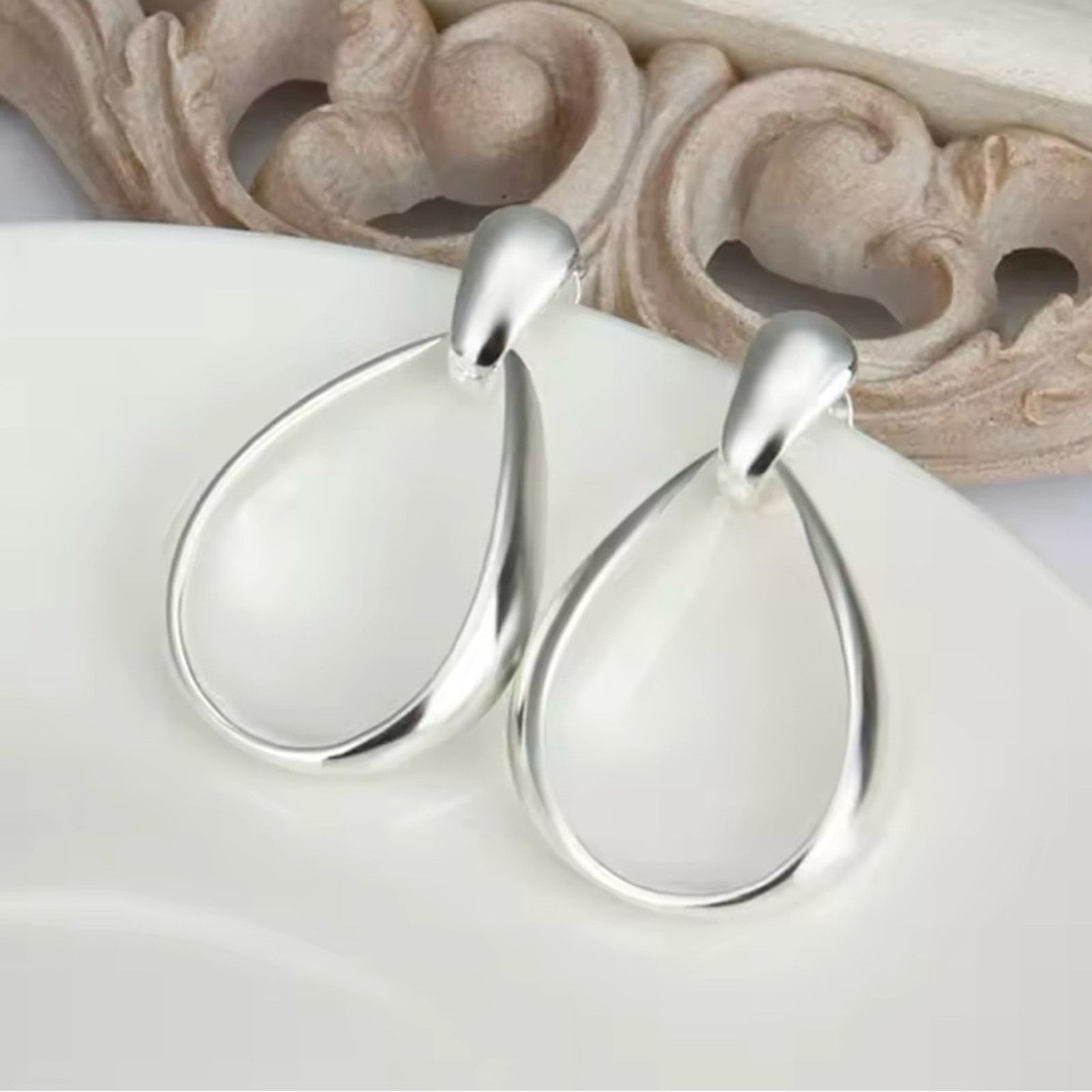 Other Sterling silver Oval Water Drop Earrings For Women Size ONE SIZE - 2 Thumbnail