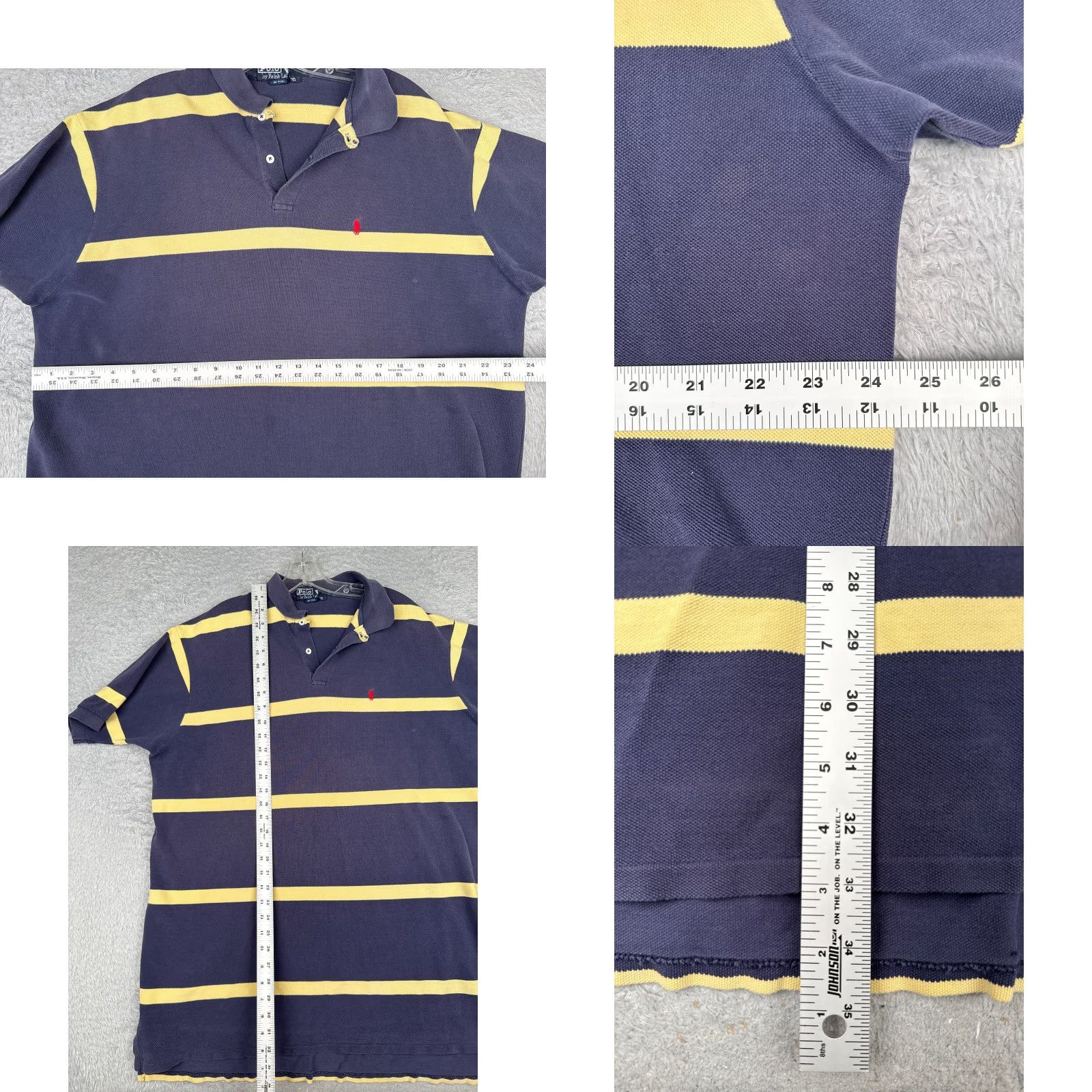 Ralph Lauren VINTAGE Polo Ralph Lauren Polo Shirt 2XL Blue Yellow Stripe Cotton Slim Fit Mens Size US XXL / EU 58 / 5 - 8 Thumbnail