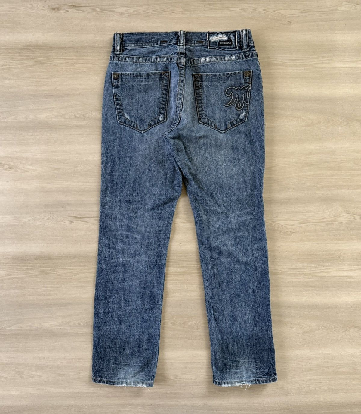 Mek Denim Vtg Y2K MEK Denim Durham Distressed Boot Cut Sz 32x32 *33x30 Size 32" / US 10 / IT 46 - 2 Thumbnail