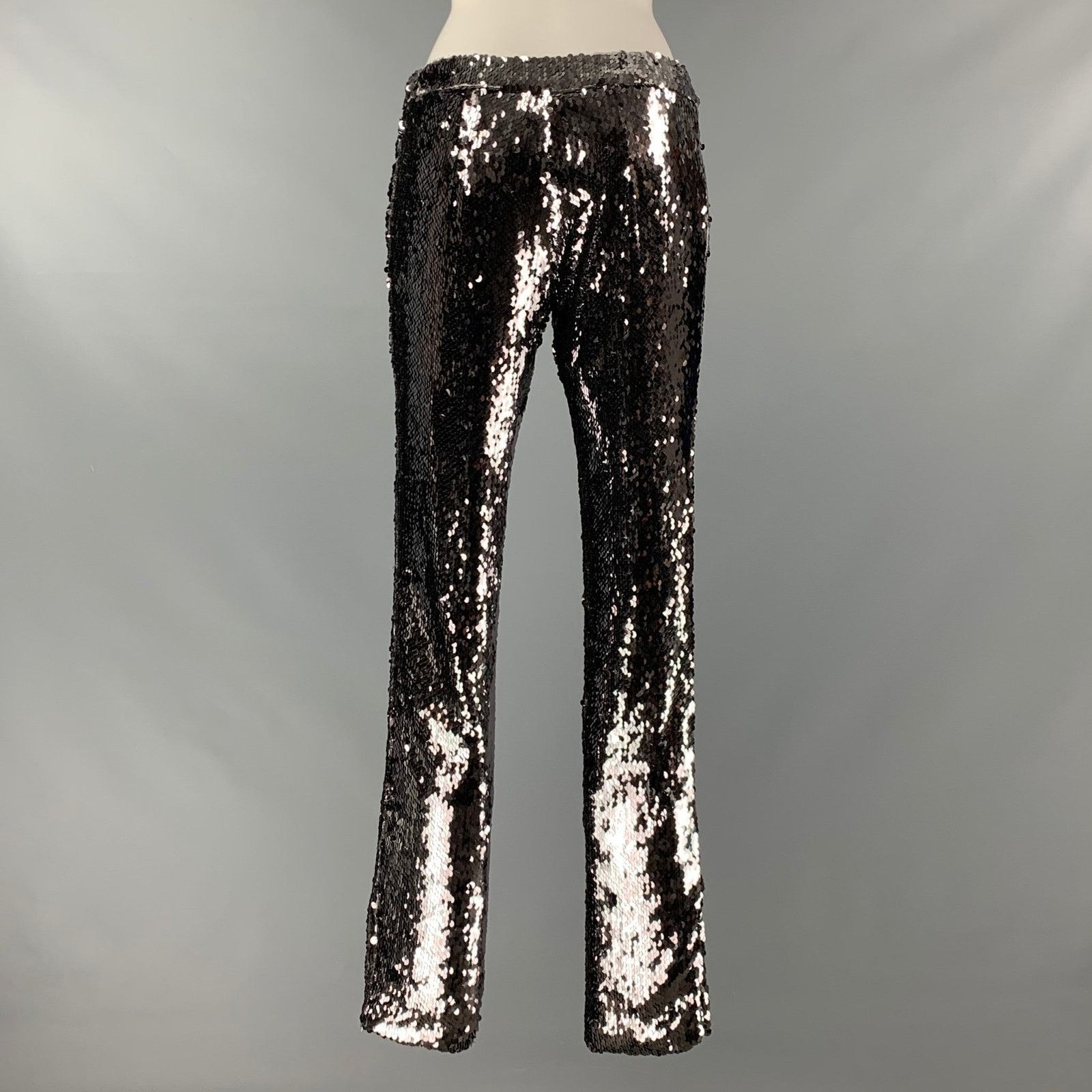 Other SALLY LAPOINTE Size M Silver Sequined Dress Pants Size 30" / US 8 / IT 44 - 4 Thumbnail