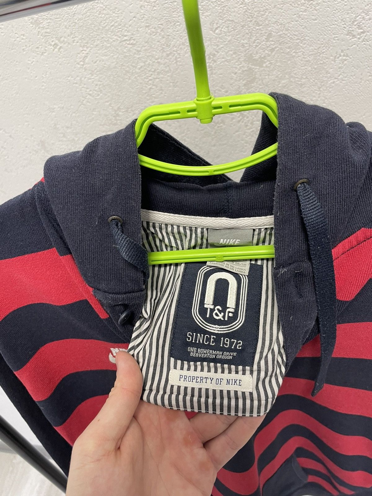 Nike × Vintage Vintage Y2K Nike Eugene Oregon USA Striped Hoodie Size US XL / EU 56 / 4 - 6 Thumbnail