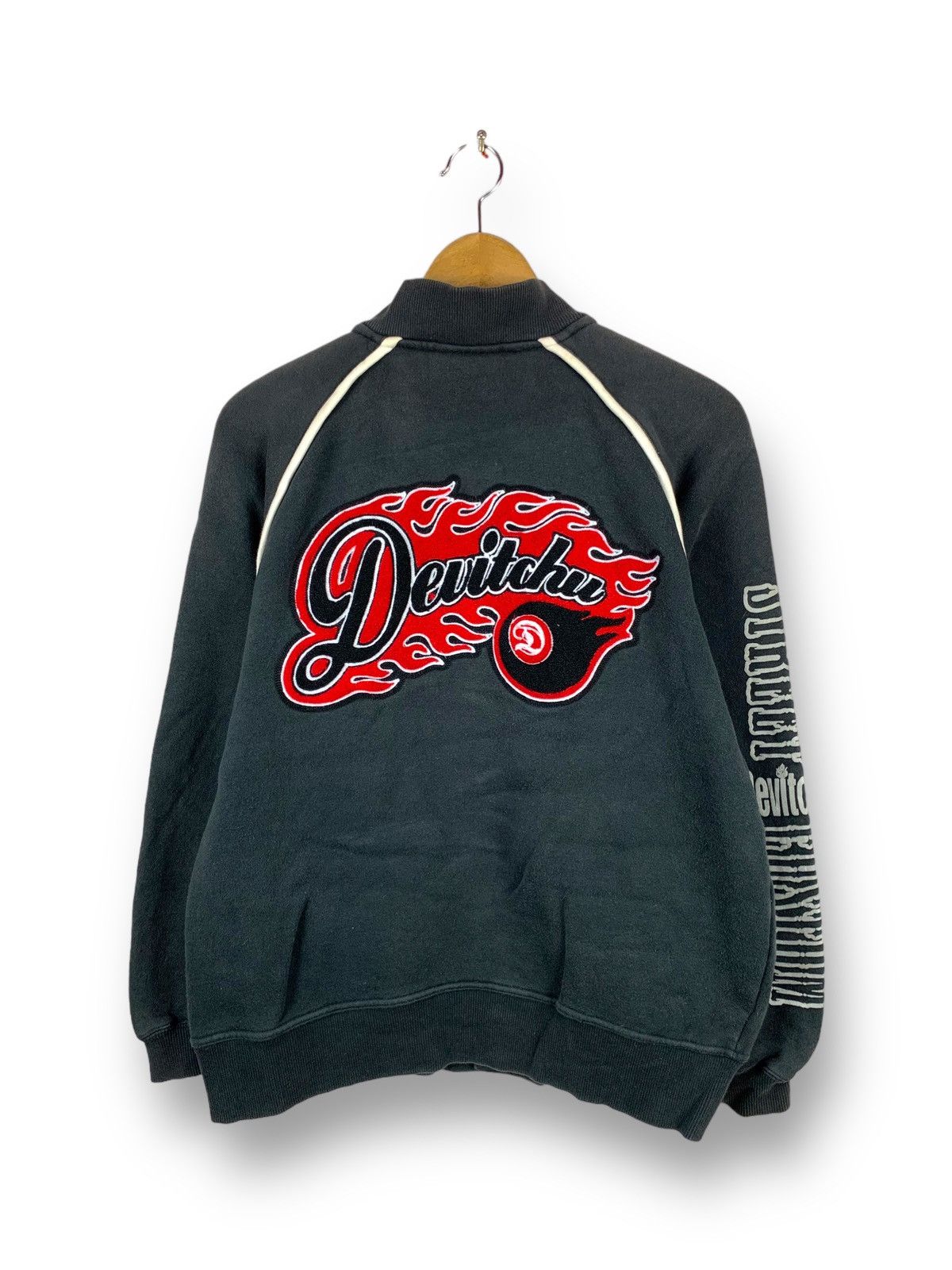 Rare! Devitchu Streetwear Big Logo Baseball Sweater