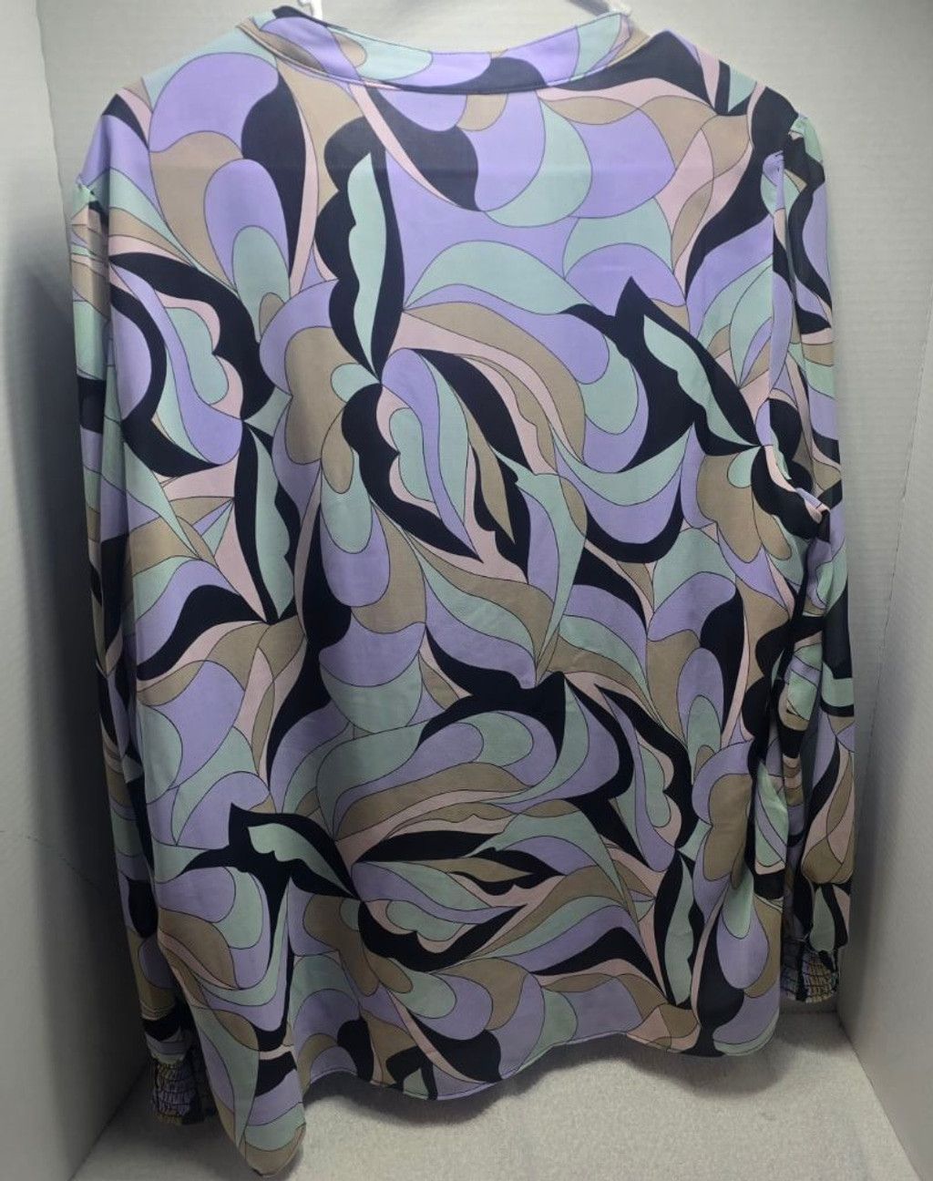 Calvin Klein Women's Calvin Klein Blouse XL Purple Green Abstract Print Size XL / US 12-14 / IT 48-50 - 6 Thumbnail