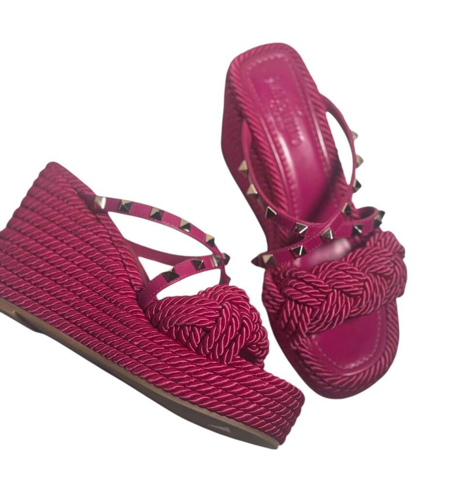 Valentino Valentino Garavani Rockstud Torchon Espadrille Wedge Sandals Size US 5.5 / IT 35.5 - 5 Thumbnail