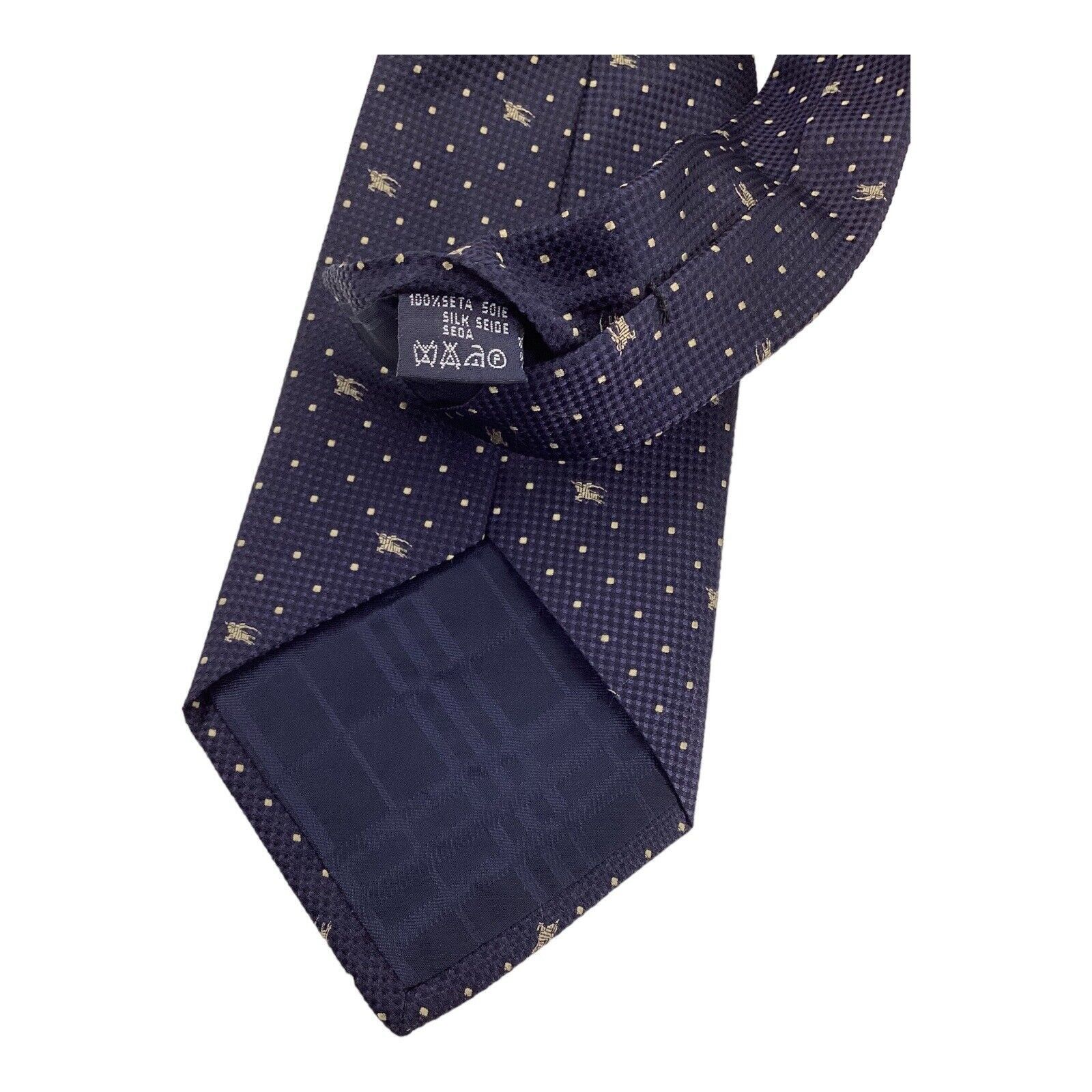 Burberry BURBERRY LONDON Navy Polka Dot Monogrammed Luxury Silk Tie I Size ONE SIZE - 4 Thumbnail