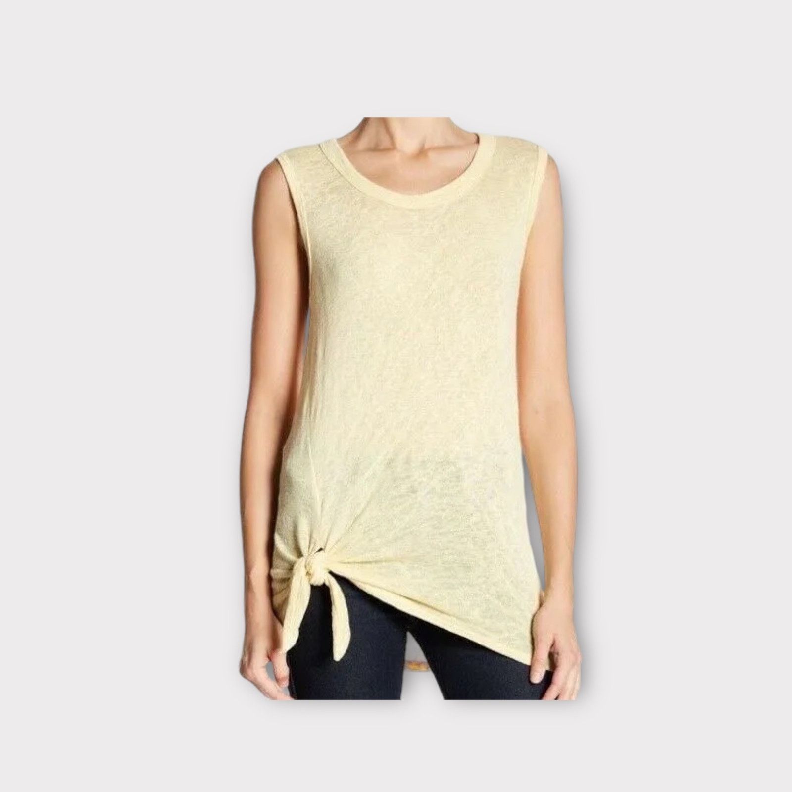 Nordstrom Bobeau | Tie Front Muscle Tank Top Sleeveless Blouse Yellow Size M / US 6-8 / IT 42-44 - 1 Thumbnail