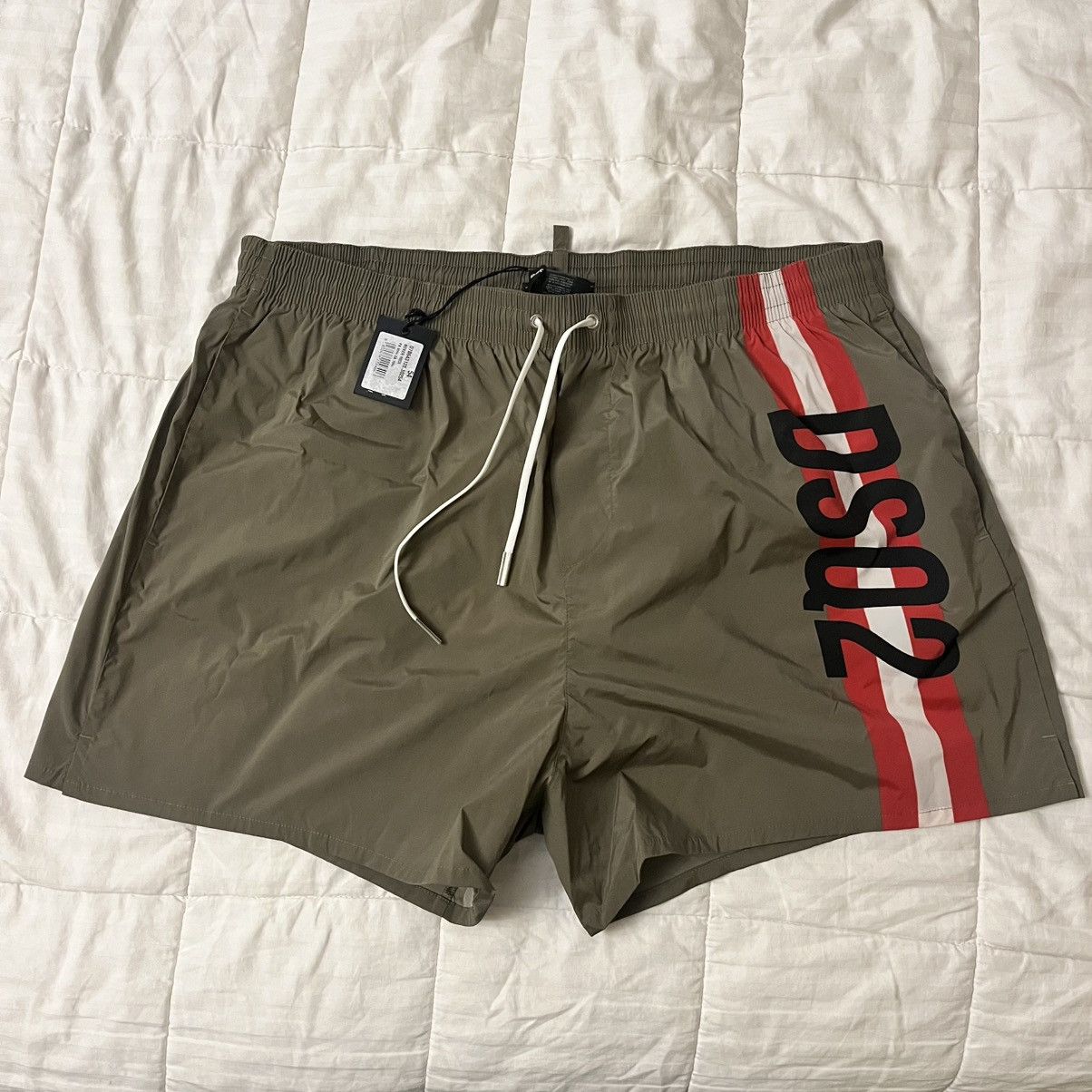 Dsquared2 Dsquared2 Olive Green Men's Swim Nylon Shorts Size US 44 / EU 60 - 1 Thumbnail
