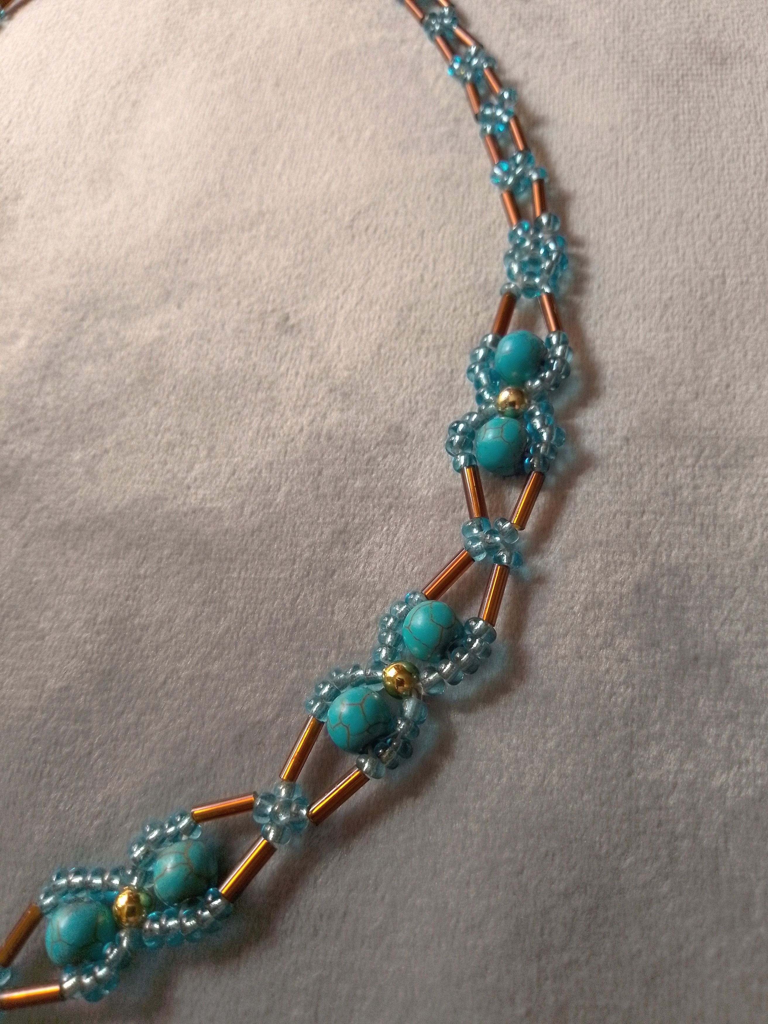 Handmade Necklace with natural turquoise gemstones and pendant Size ONE SIZE - 3 Thumbnail