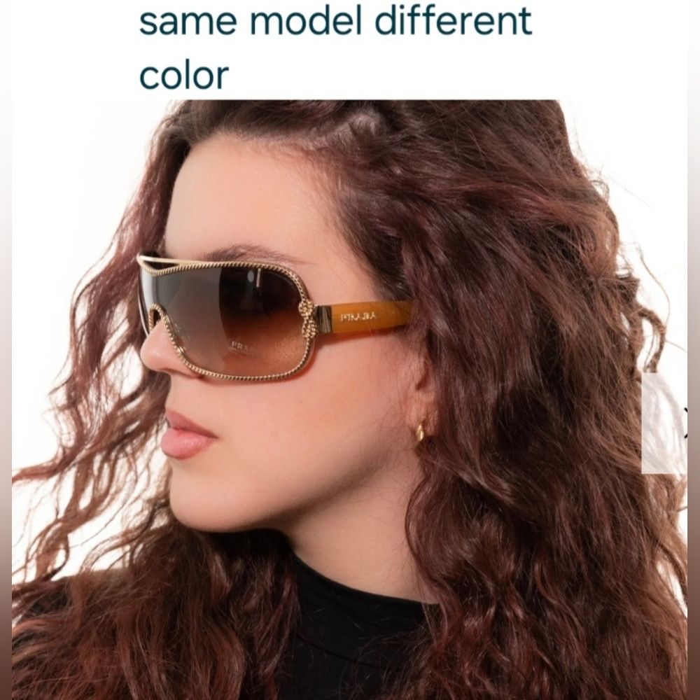 Prada PRADA Women's Rimless shield sunglasses black silver SPR 62H Size ONE SIZE - 2 Thumbnail