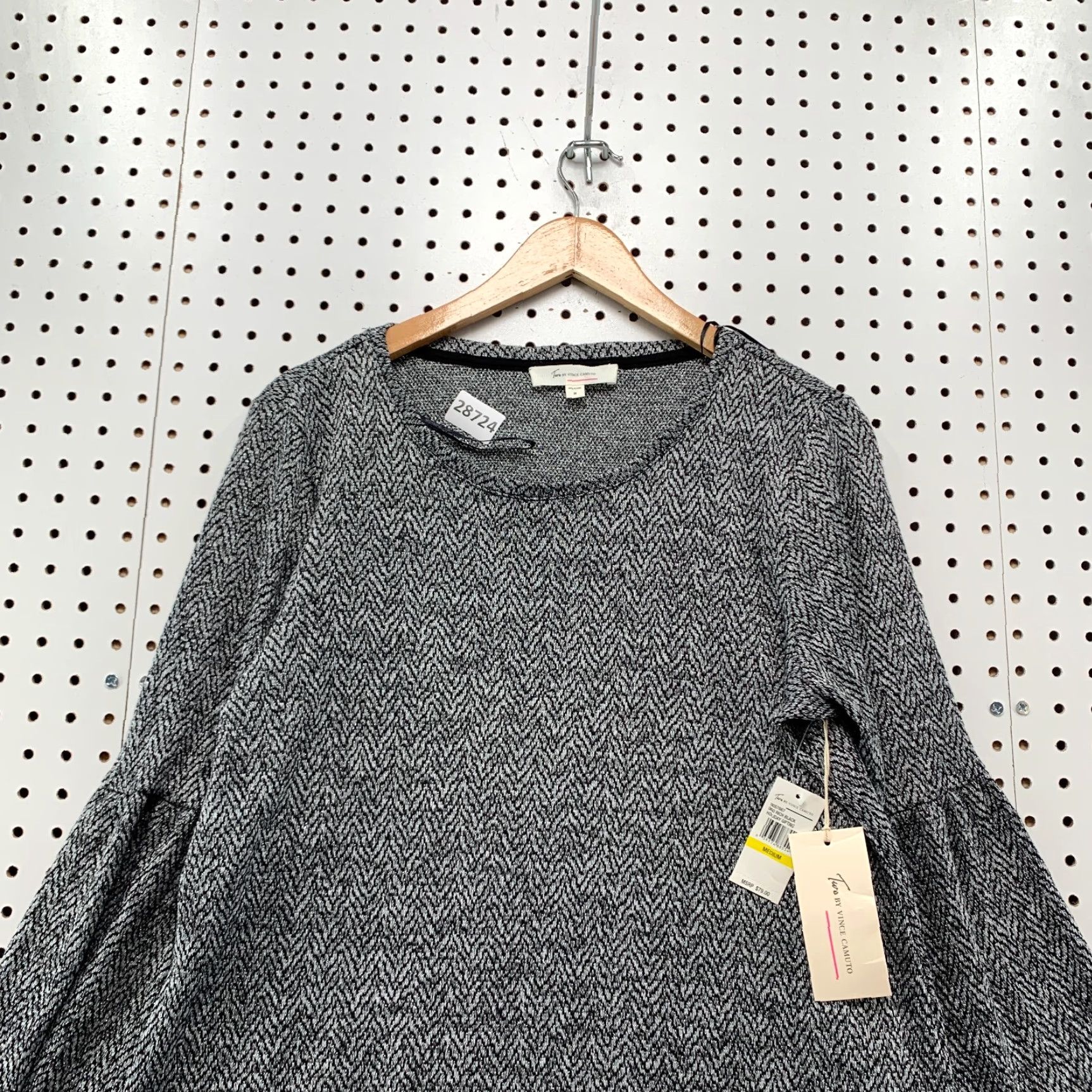 Vince Camuto VINTAGE Vince Camuto Gray Herringbone Blouse Long Sleeve Medium Bell Sleeve Womens Size M / US 6-8 / IT 42-44 - 2 Thumbnail
