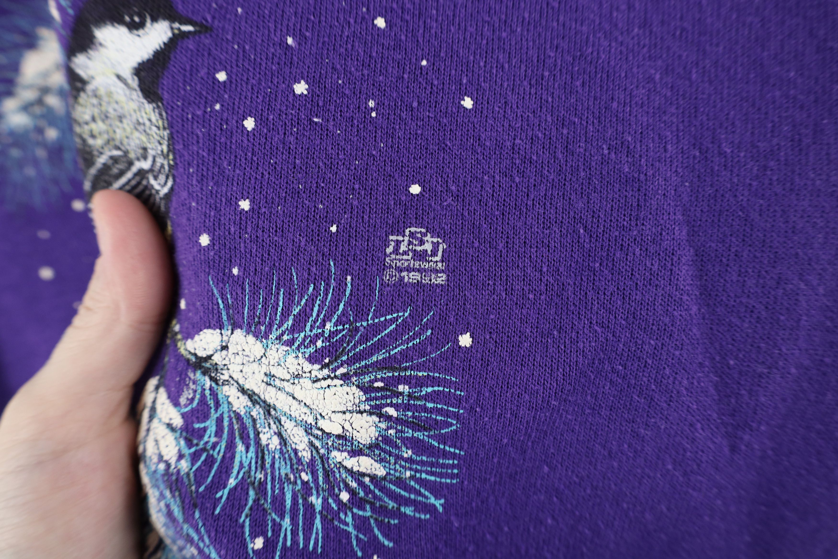 Vintage Vintage 90s Streetwear Snow Birds Sweatshirt Purple USA Size L / US 10 / IT 46 - 5 Thumbnail