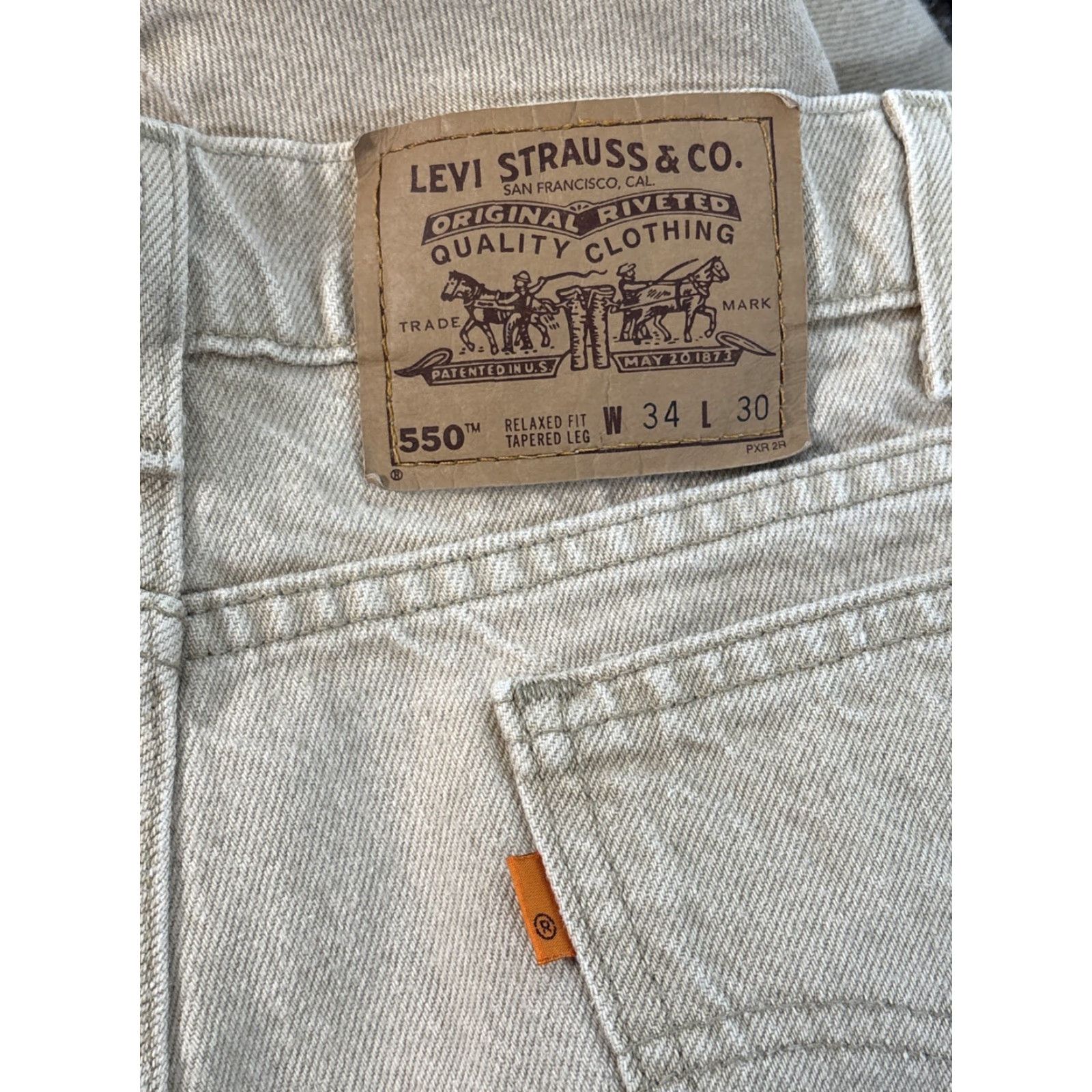 Levi's VINTAGE Levi's 550 Jeans Men 34X30 Tan Relaxed Tapered Orange Tab 90s USA Size US 34 / EU 50 - 6 Thumbnail