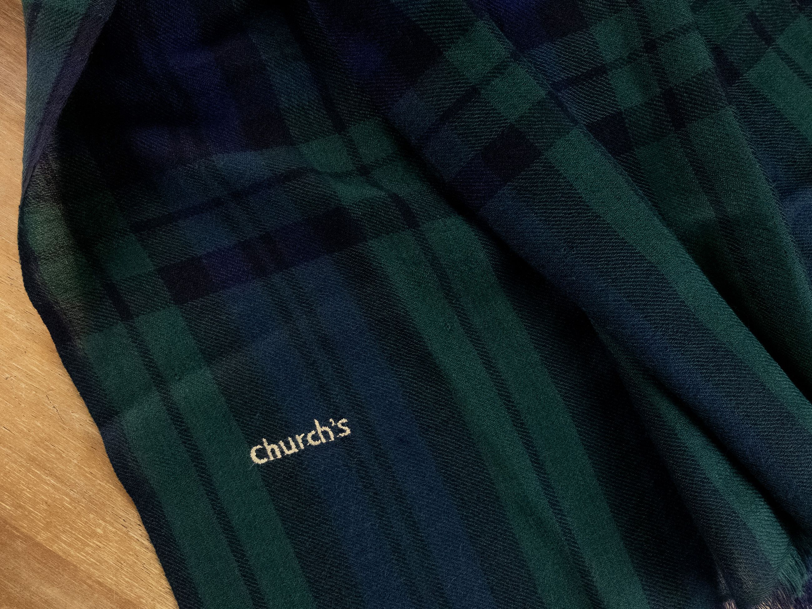 Church's CHURCH'S green navy blue tartan lightweight cashmere scarf Size ONE SIZE - 3 Thumbnail