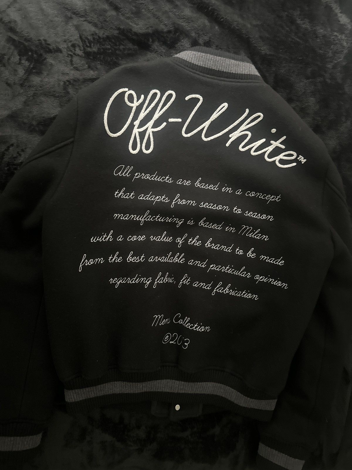 Off-White Off-White Logo Appliqué Varsity Bomber Jacket – Authentic Size US L / EU 52-54 / 3 - 2 Thumbnail