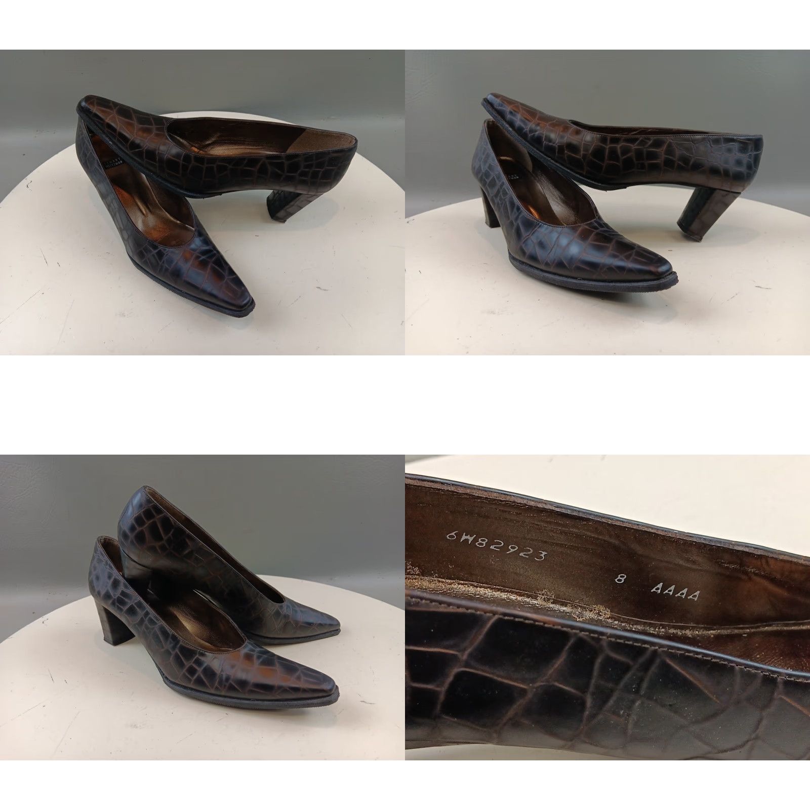 Stuart Weitzman VINTAGE Stuart Weitzman Pumps Shoes Size 8 Brown Croc Print Leather Dress Heels Size M / US 6-8 / IT 42-44 - 10 Thumbnail