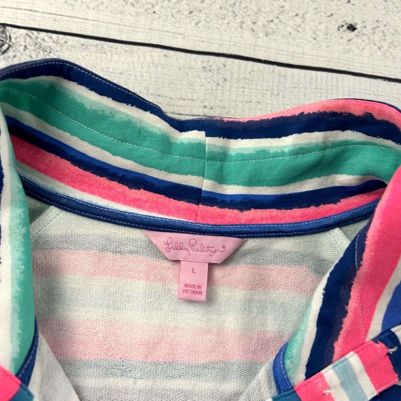 Lilly Pulitzer Lilly Pulitzer Striped Pullover Jacket Women's Large Multicolor Basic Jacket Size L / US 10 / IT 46 - 2 Thumbnail