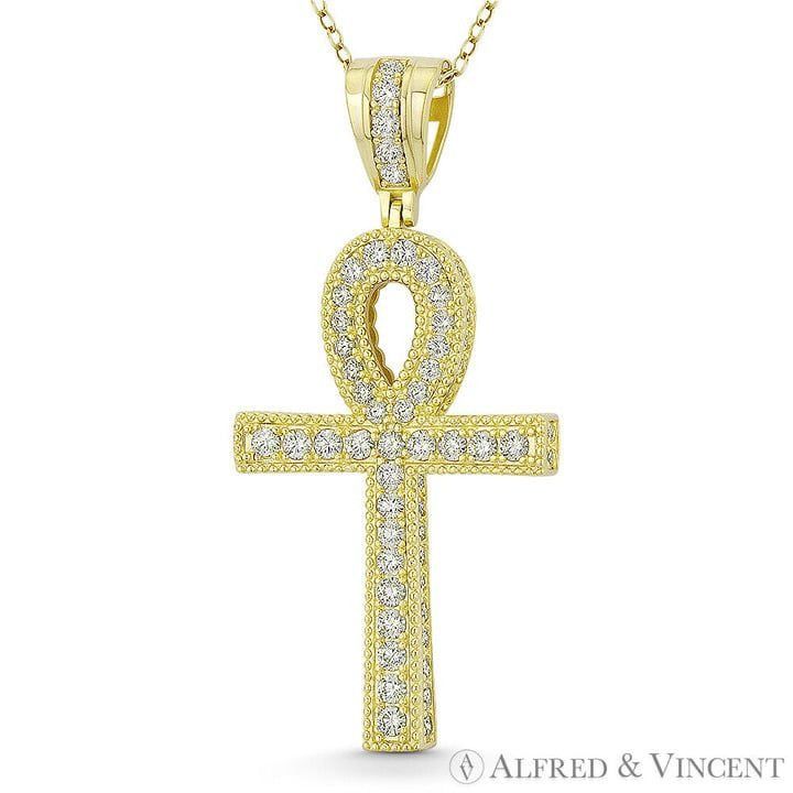 Other Egyptian Ankh Cross Key-of-Life CZ Crystal Pave Pendant Size ONE SIZE - 1 Preview