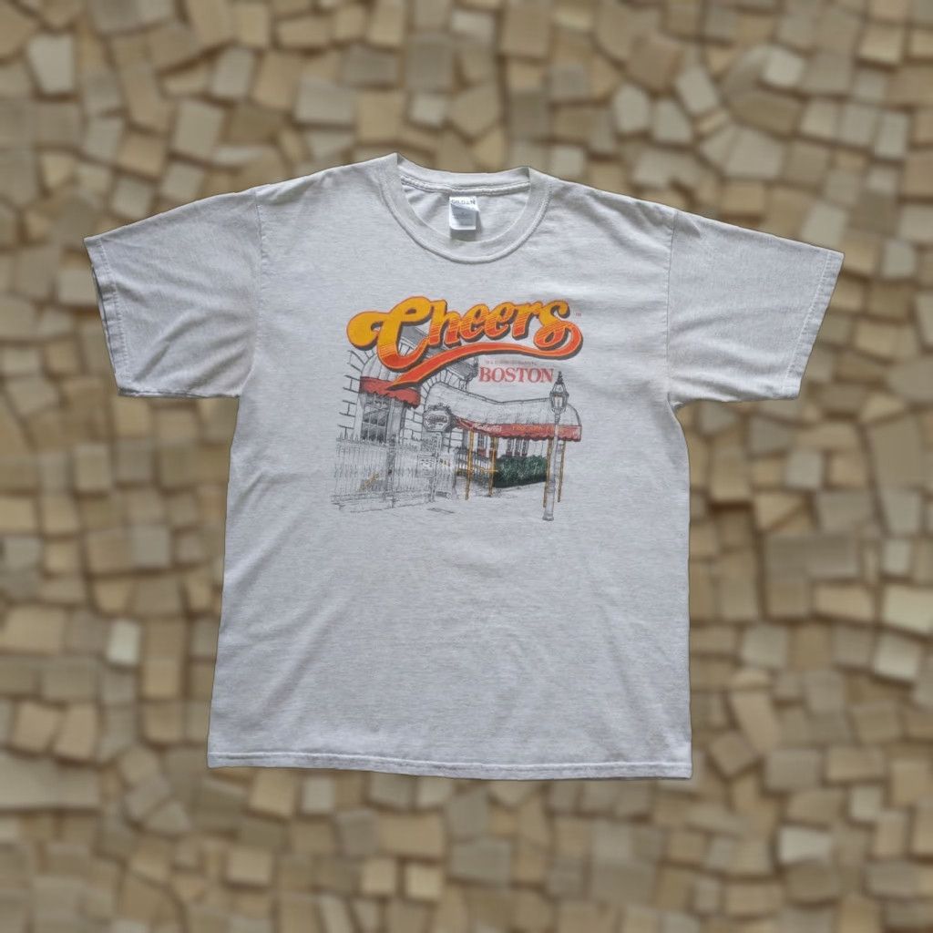 Gildan CHEERS BOSTON TV MOVIE PROMO Gildan Ultra Cotton T-Shirt Gray L Men Vintage 2000s Y2K Birthday Beer Crew Neck Short Sleeve Size US L / EU 52-54 / 3 - 1 Thumbnail