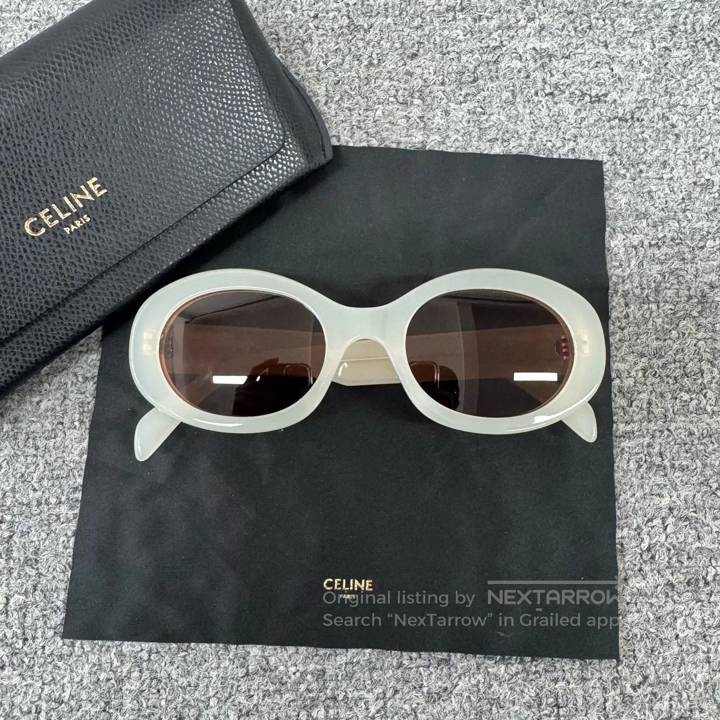 Celine CELINE Milk-white; oval, retro design; sunglasses| Size ONE SIZE - 3 Thumbnail