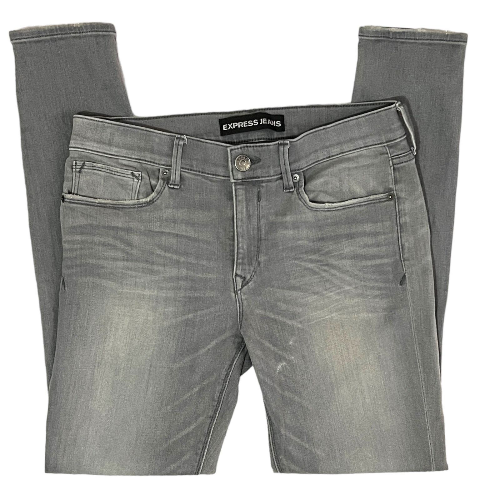 Express Light Gray Mid Rise Legging Jegging Stretch Jeans Size 34" / US 12 / IT 48 - 1 Thumbnail