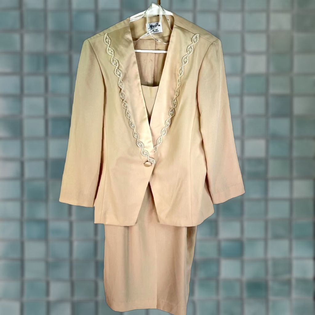Vintage Vintage Jeffery & Dara Ivory Blazer Set Women Size 12 2-Piece Dress Suit 80s 90s Evening Size XL / US 12-14 / IT 48-50 - 1 Thumbnail