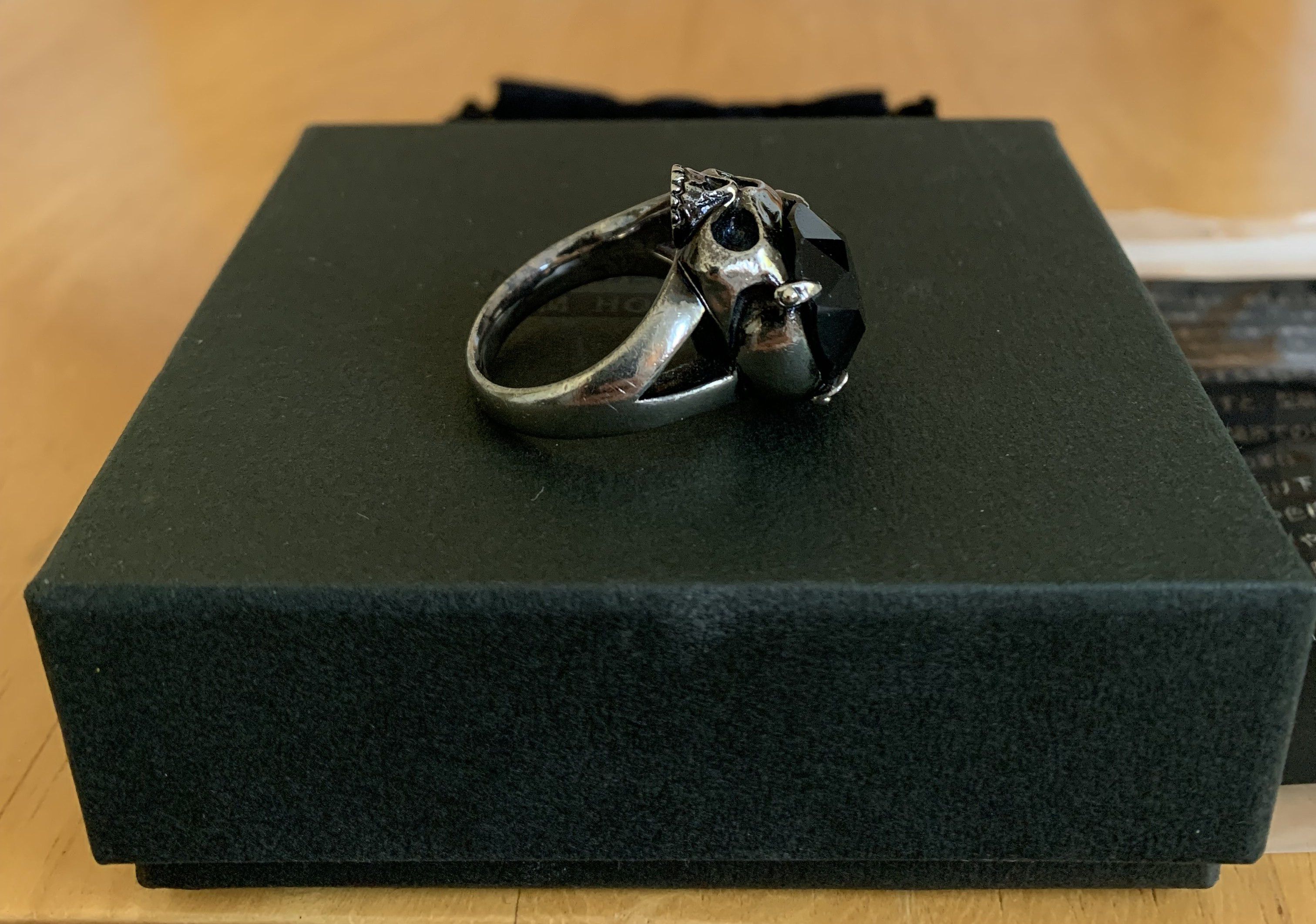 Jam Home Made × Number (N)ine SS03 Black Diamond Silver Skull Ring Size ONE SIZE - 5 Thumbnail