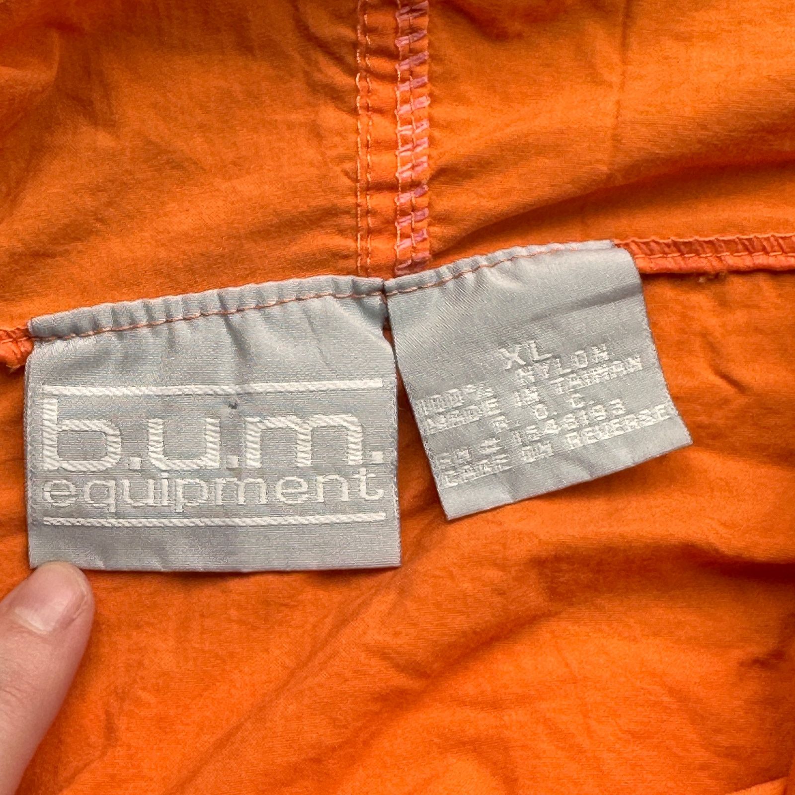 B.U.M Equipment Vintage 90s BUM Equipment Orange Windbreaker Jacket Mens XL Size US XL / EU 56 / 4 - 3 Thumbnail