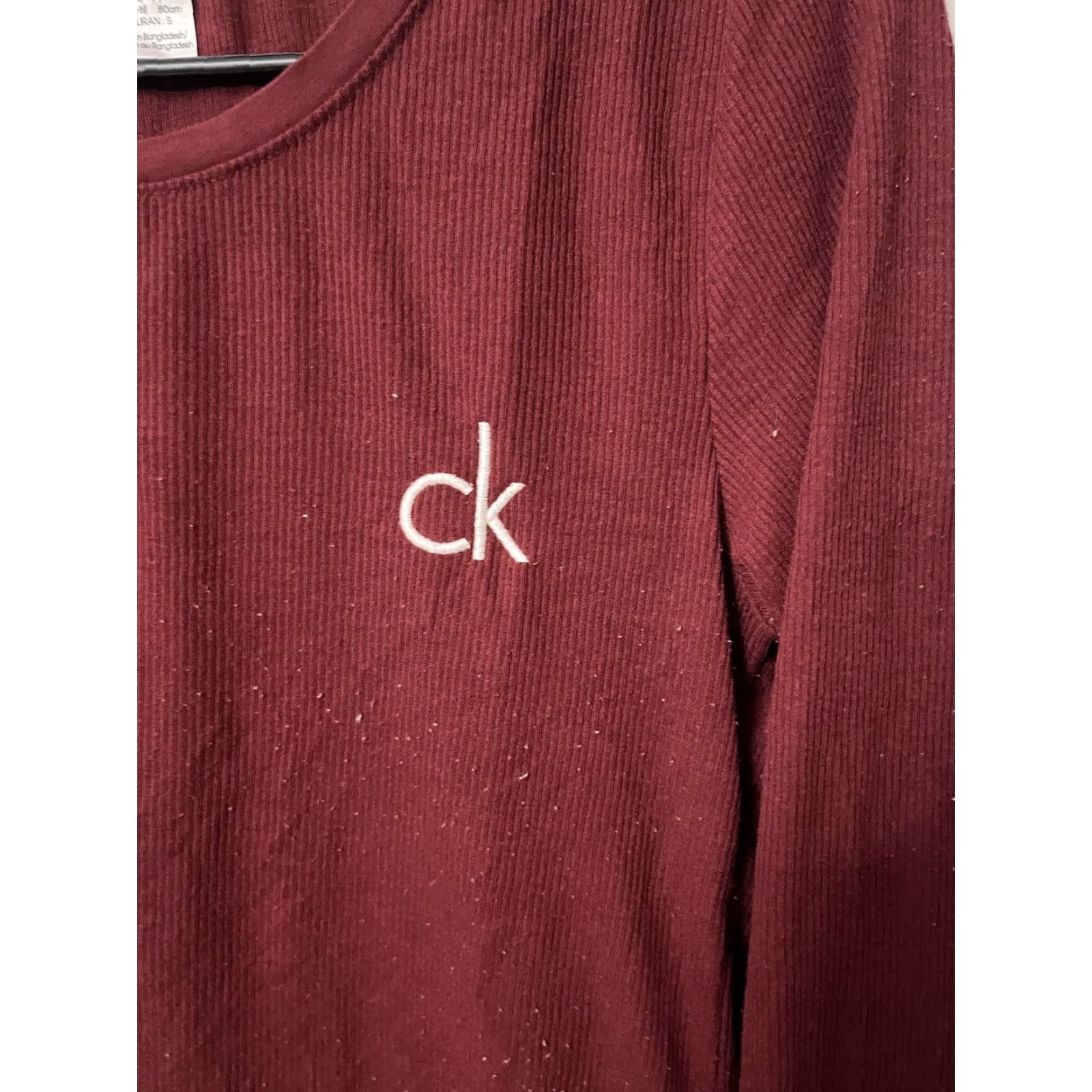 Calvin Klein VINTAGE CALVIN KLEIN Sleepshirt Women Henley Long Sleeve Red S Size S / US 4 / IT 40 - 2 Thumbnail