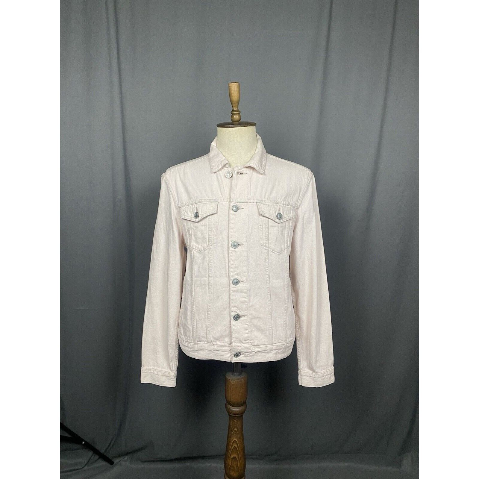 Allsaints AllSaints Jalna Men's Beige Pink Denim Collared Jacket Size Size US L / EU 52-54 / 3 - 3 Thumbnail