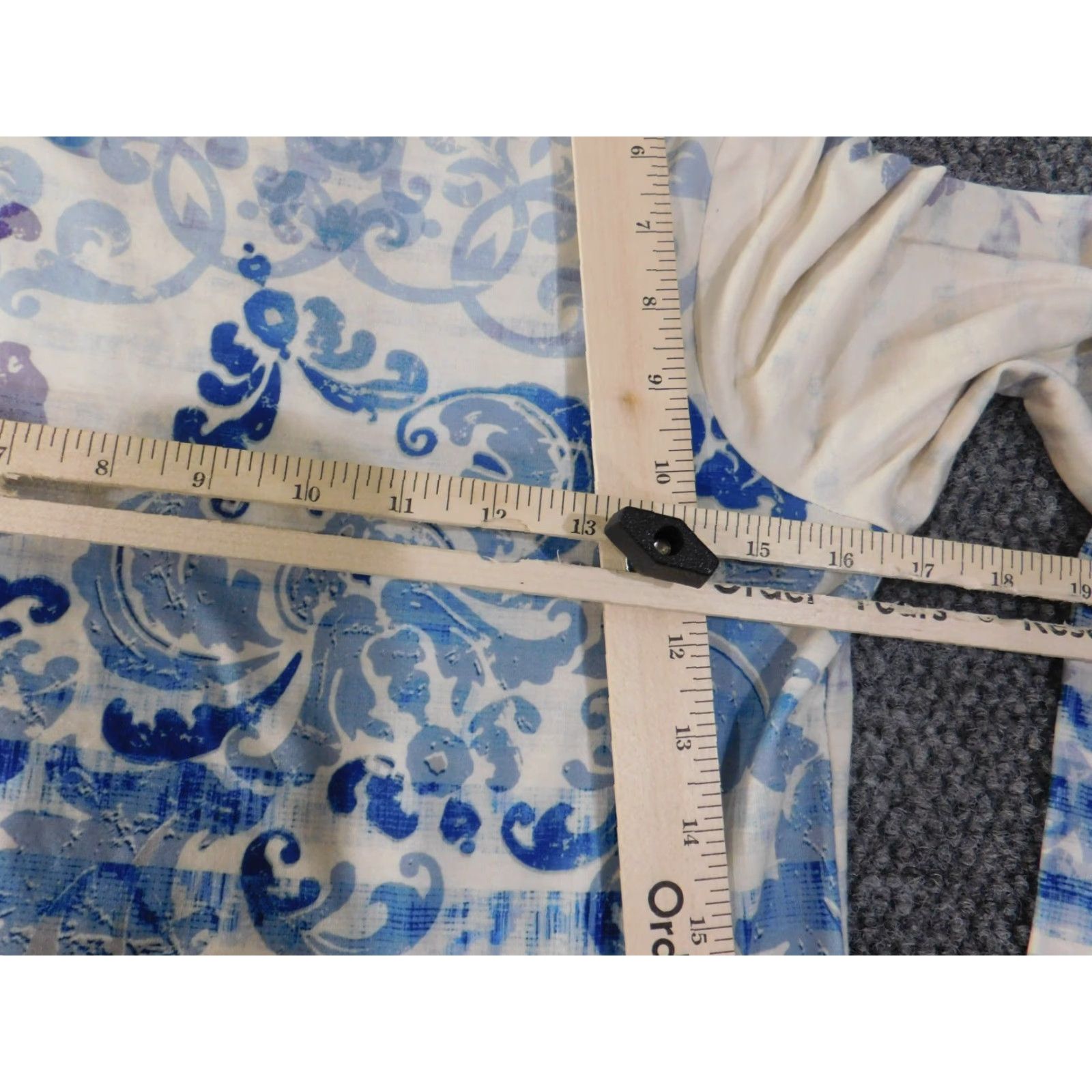 Vintage Chicos Blouse Shirt Womens 0 Blue Floral Knit Polyester Button Round Neck Long Sleeve Casu al Stretch Regular Vintage No Size XS / US 0-2 / IT 36-38 - 5 Thumbnail