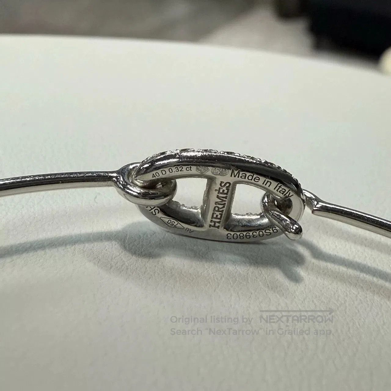 Hermes Hermes Full Diamond Pig Nose Platinum Bangle. Size ONE SIZE - 5 Thumbnail