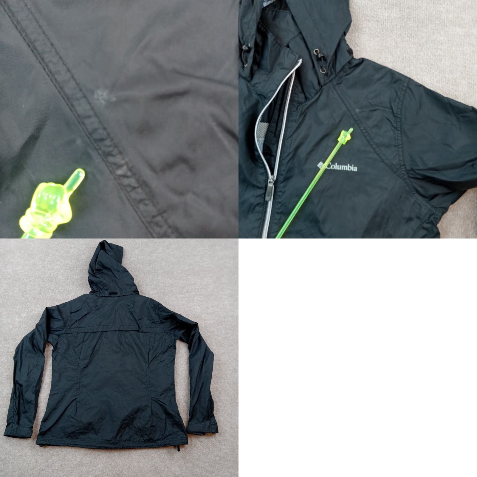 Vintage Columbia Windbreaker Jacket Women Large Black Hooded Full Zip Pocket Lightweight Size L / US 10 / IT 46 - 8 Thumbnail