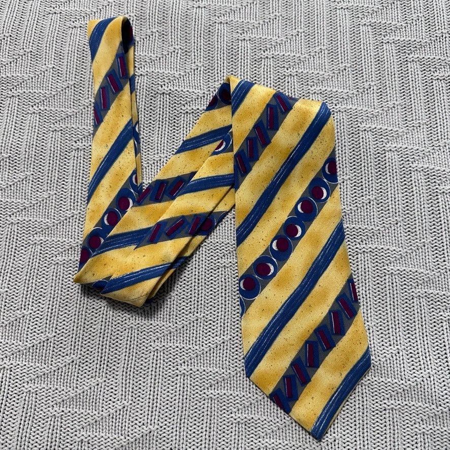 Oleg Cassini Oleg Cassini yellow and blue striped Italian silk tie Size ONE SIZE - 1 Thumbnail