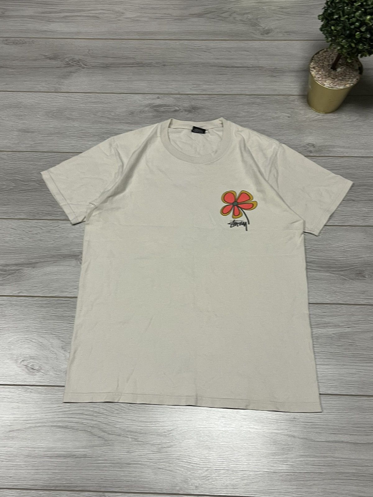 Stussy Stussy vintage flower big print logo tee shirt Size US M / EU 48-50 / 2 - 2 Thumbnail