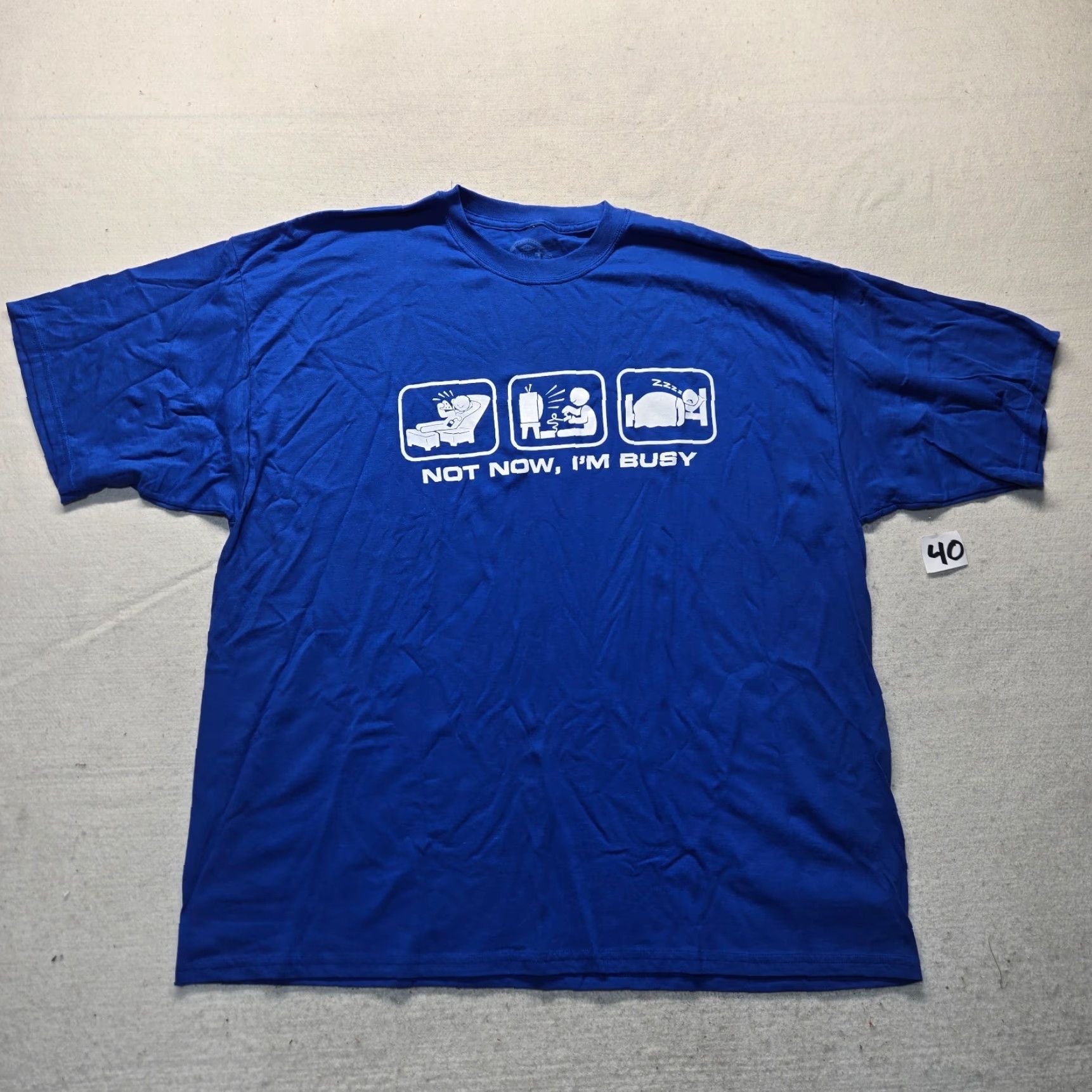 Etro Not Now I'm Busy Retro Unisex Blue Tee Shirt Adult Men's 3XL XXXL Shirt Mens Blue 90s Not Now I'm Busy Size US XXL / EU 58 / 5 - 2 Thumbnail