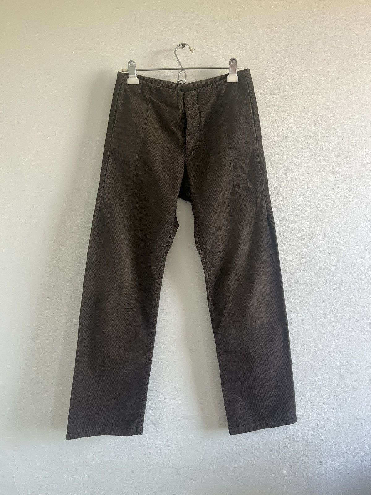 Maison Margiela FW04 Corduroy Carpenter Mcqueen Waistless Pants Size US 29 - 1 Thumbnail