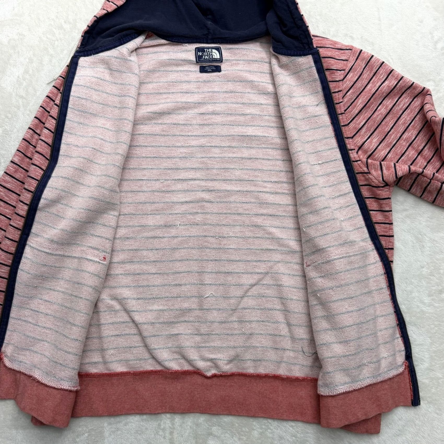The North Face The North Face Hoodie Hoodie 2XL Red Striped Full Zip Knit Cotton Blend Mens Size US XXL / EU 58 / 5 - 7 Thumbnail