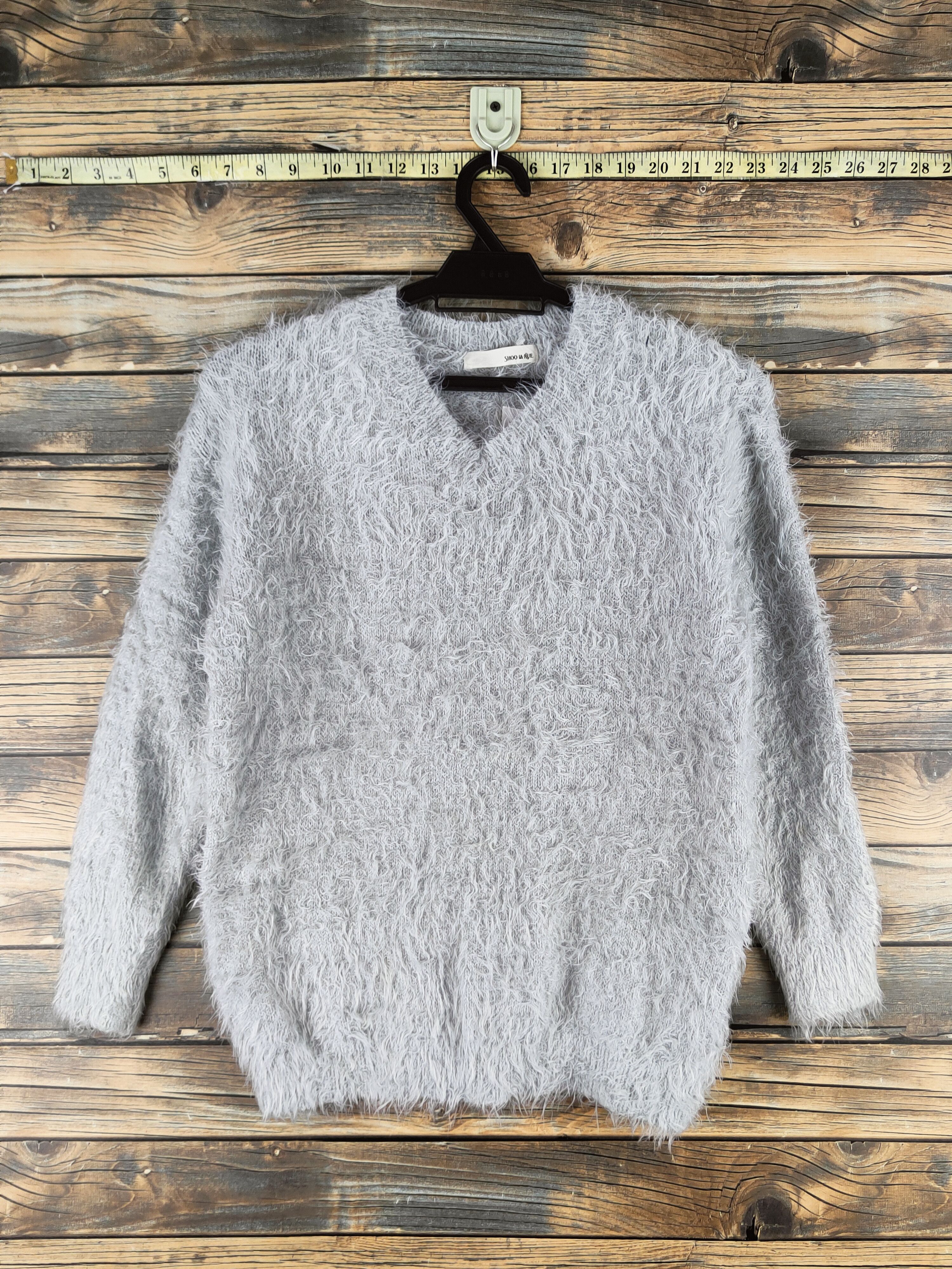 Japanese Brand DL Shoo La Rue Gray Fur Mohair Knitwear #46-521 Size S / US 4 / IT 40 - 1 Thumbnail