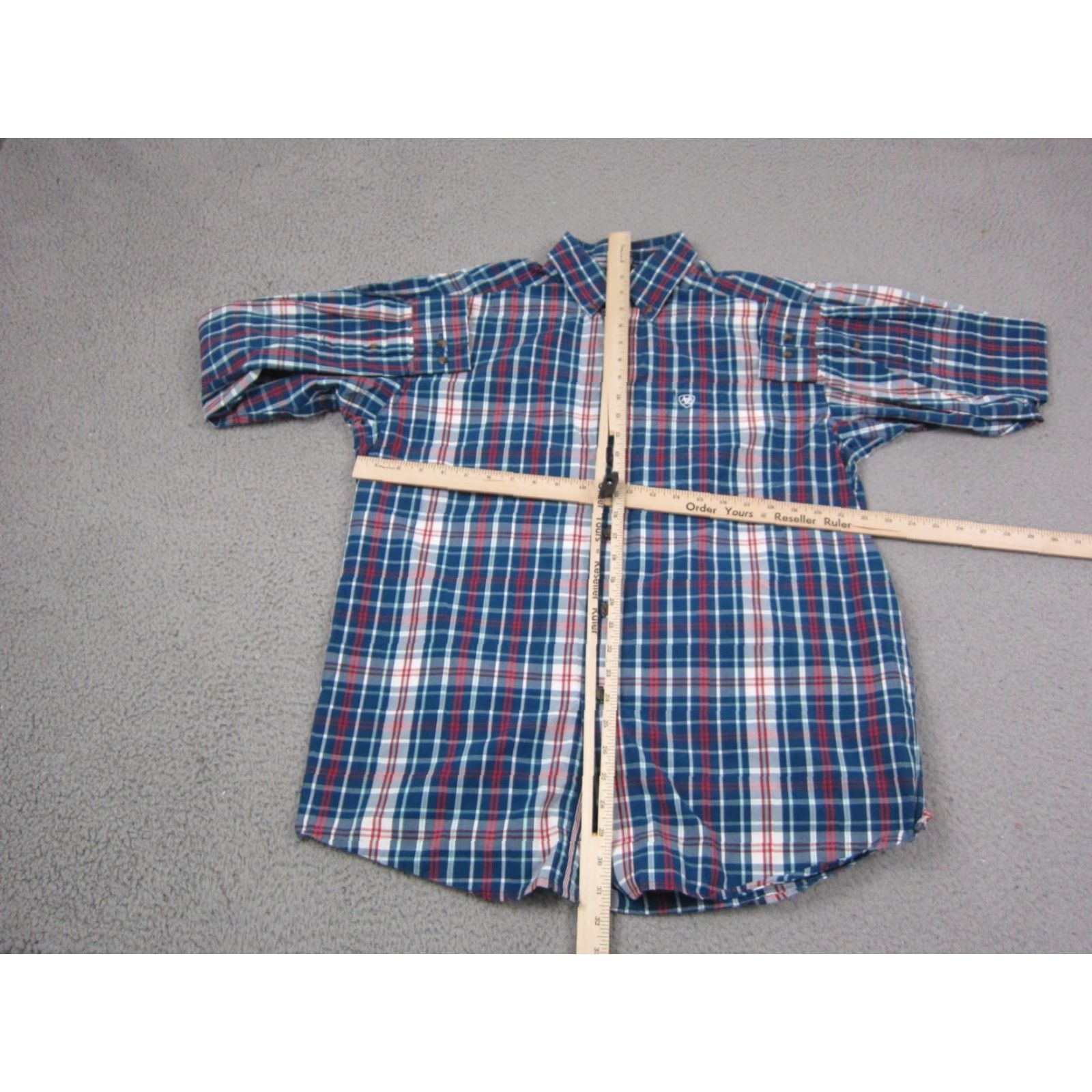 Ariat Ariat Shirt Mens M Plaid Button-Down Western Cowboy 90s Blue Cotton Polyester Regular Long Sleeve Size US M / EU 48-50 / 2 - 7 Thumbnail