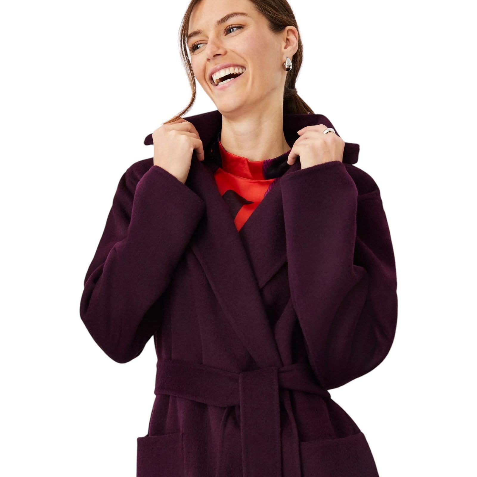 Ann Taylor Doubleface Belted Blanket Coat Waist Tie Size LP