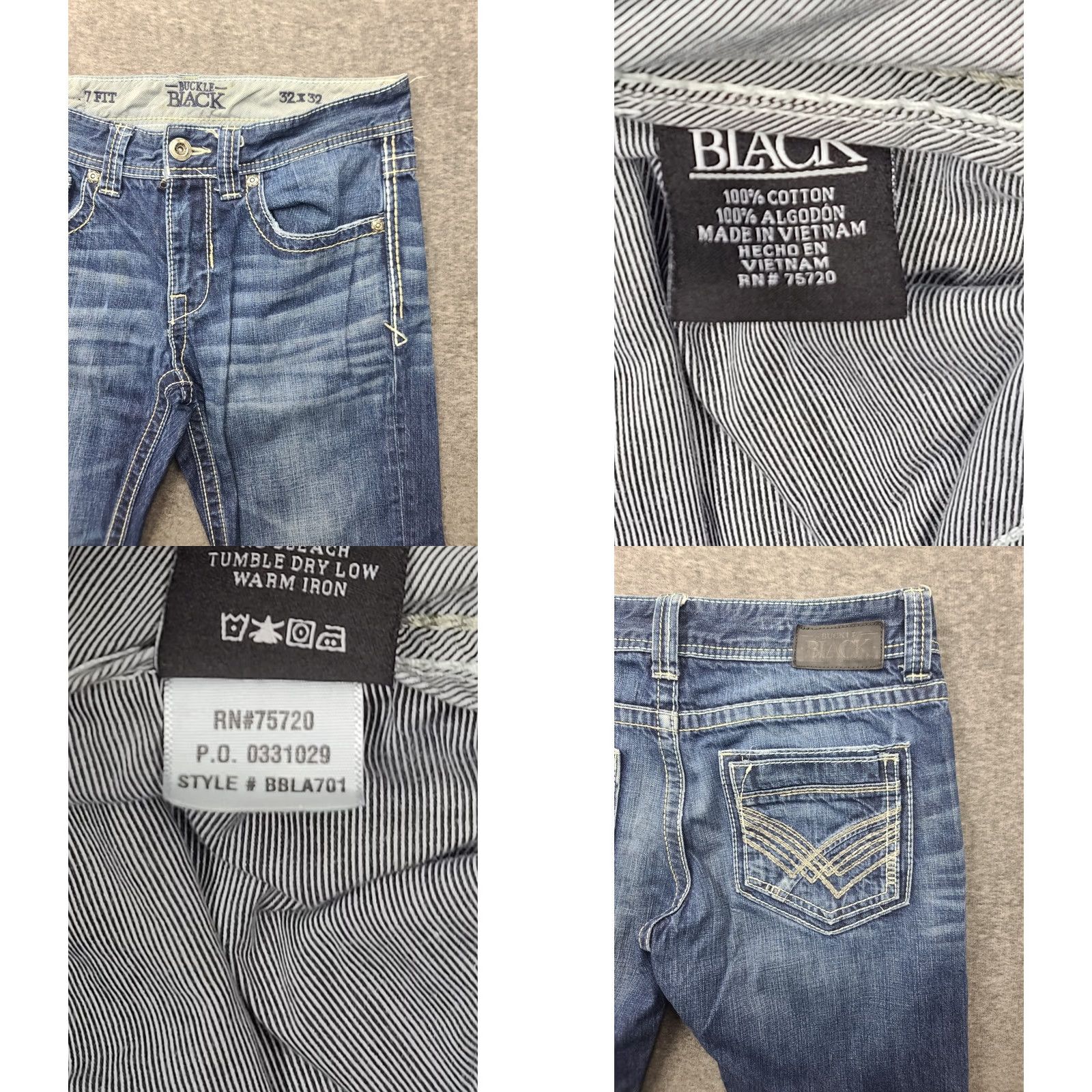 Buckle Black Buckle Black 7 Fit Mens Jeans 32x32 Medium Wash Straight Leg Heavy Thick Stitch Size US 32 / EU 48 - 9 Thumbnail
