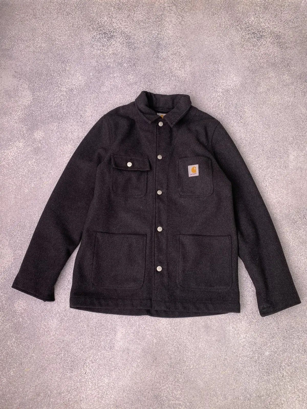 Carhartt × Vintage Vintage Carhartt woolen gil grey Coat Size US L / EU 52-54 / 3 - 4 Thumbnail
